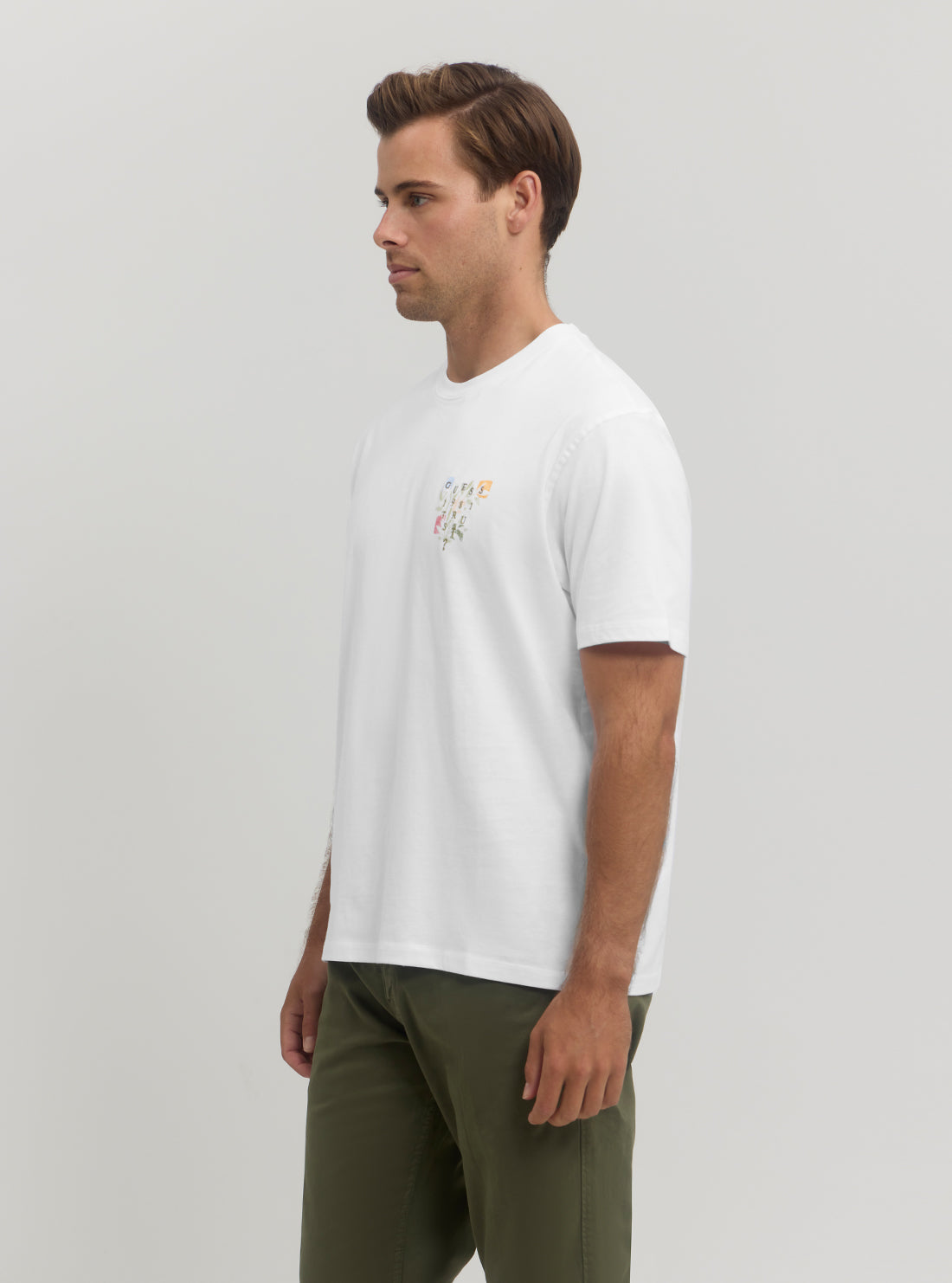 Eco White Abstract Flower Logo T-Shirt