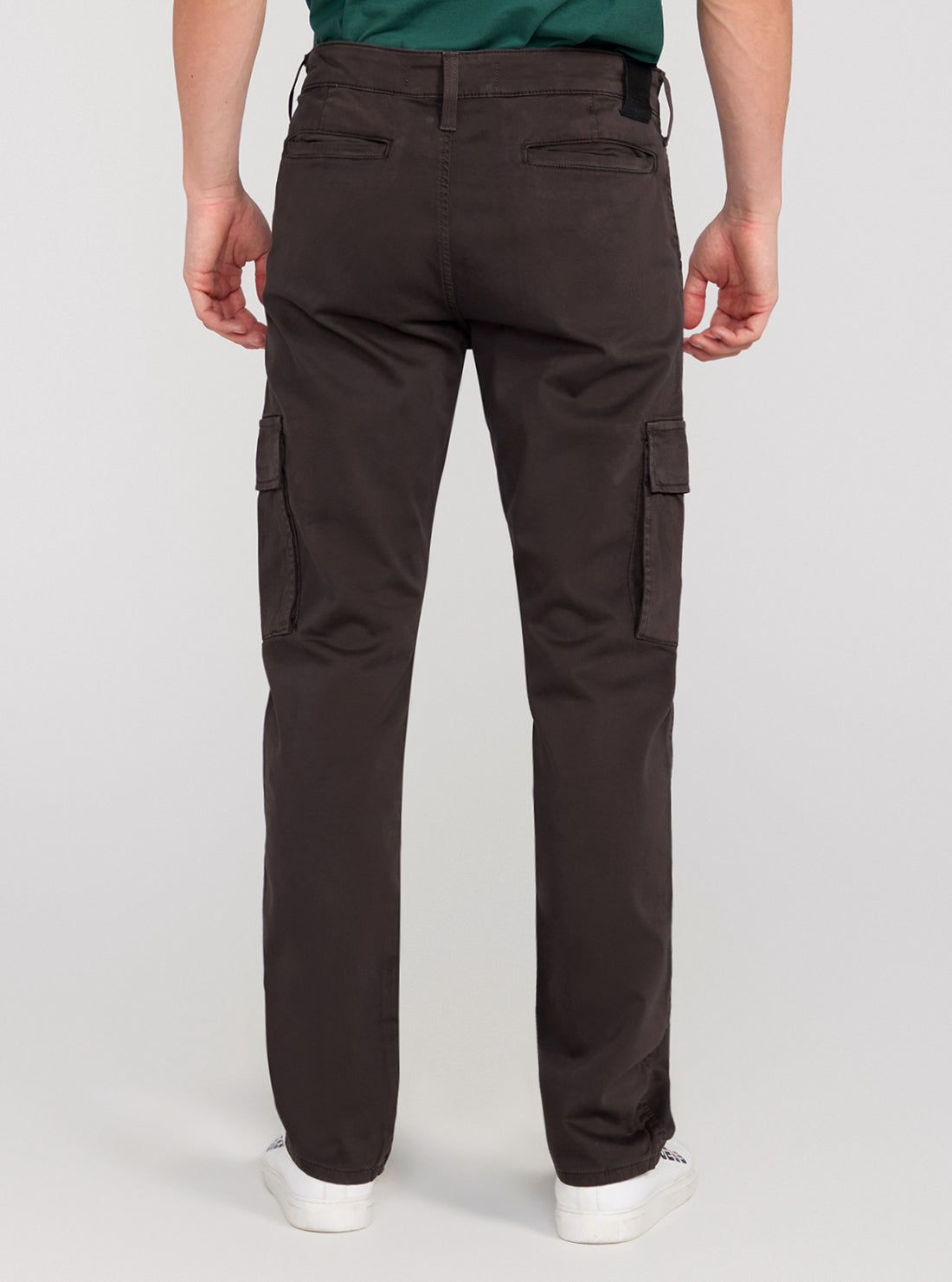 GUESS Brown Sateen Coated Cargo Pants back view