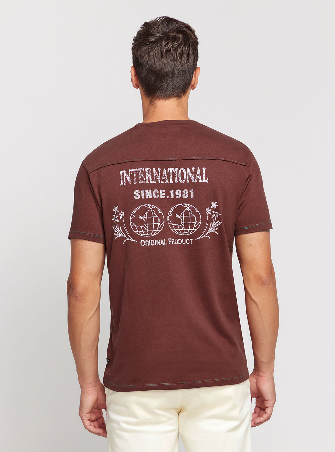 GUESS Eco Brown Short Sleeve T-Shirt back view