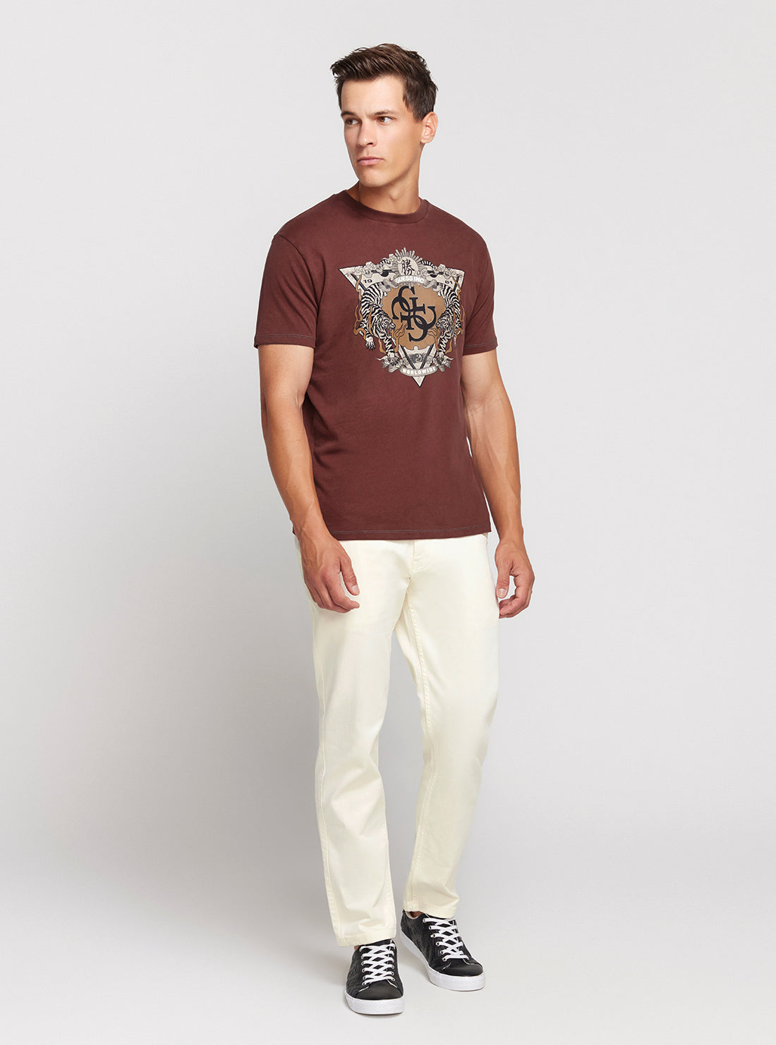 GUESS Eco Brown Short Sleeve T-Shirt full view