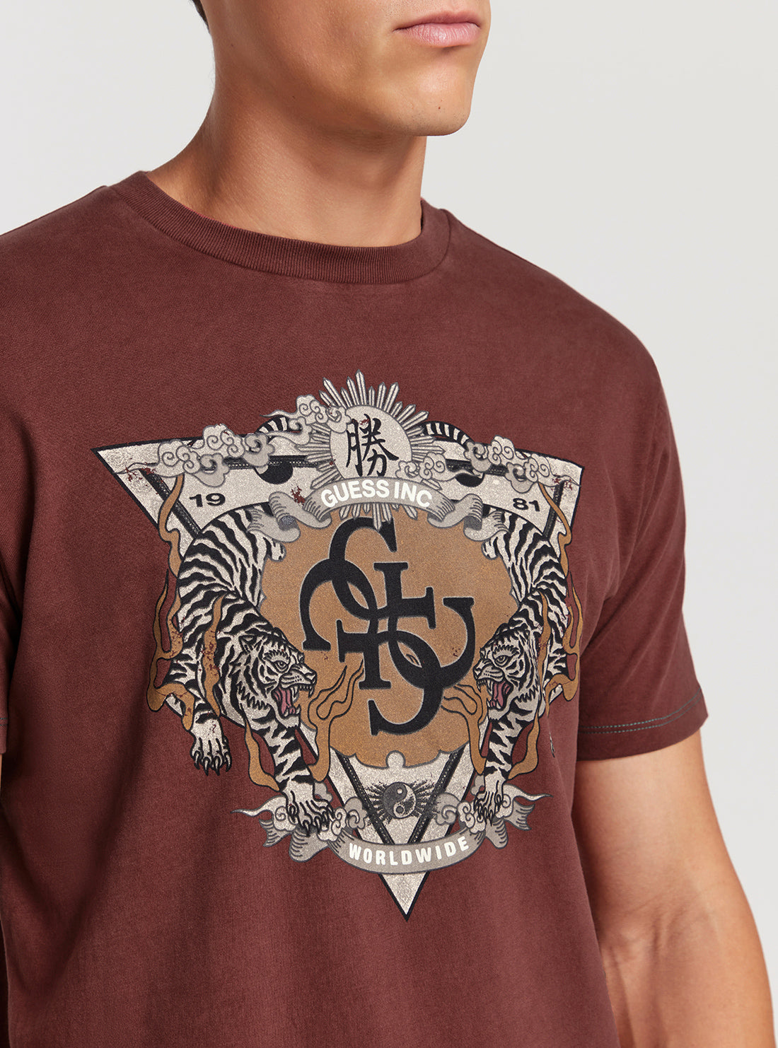 GUESS Eco Brown Short Sleeve T-Shirt detail view