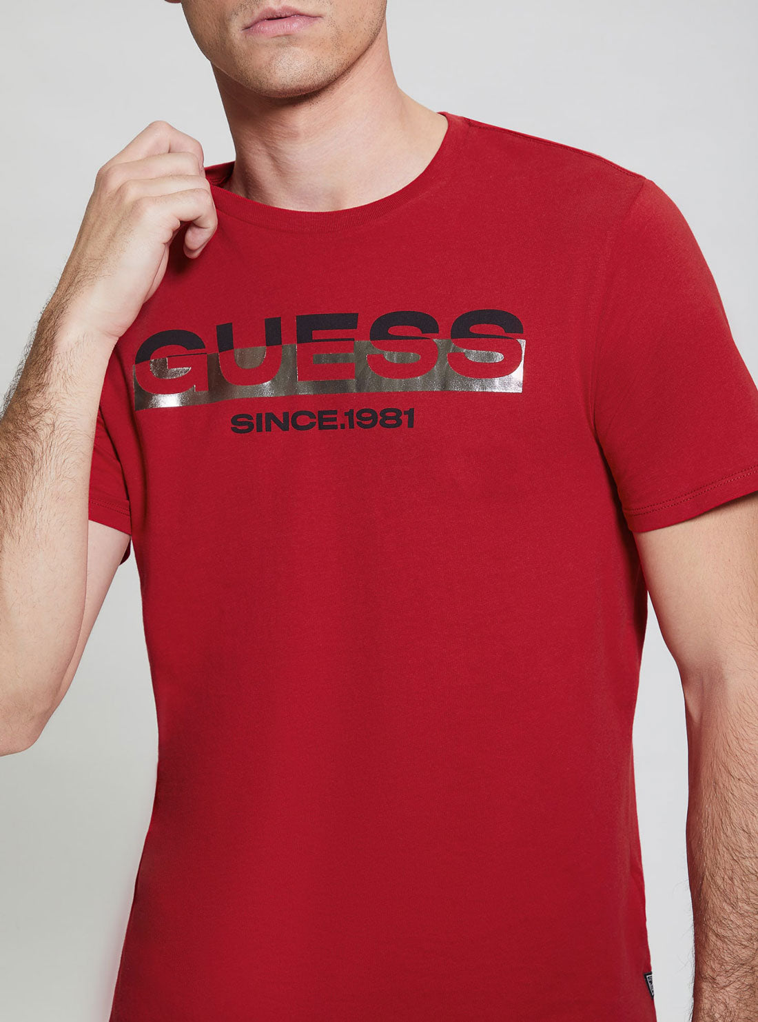 GUESS Red Foil Logo Short Sleeve T-Shirt detail view
