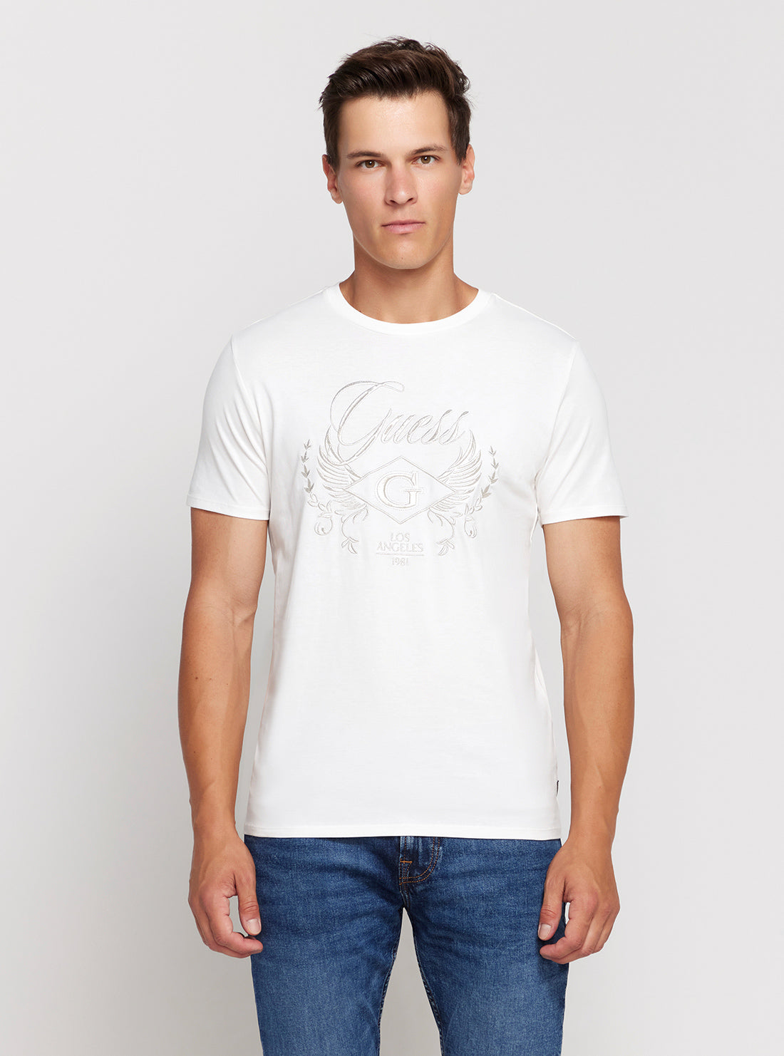 GUESS Eco White Wing Crest T-Shirt front view