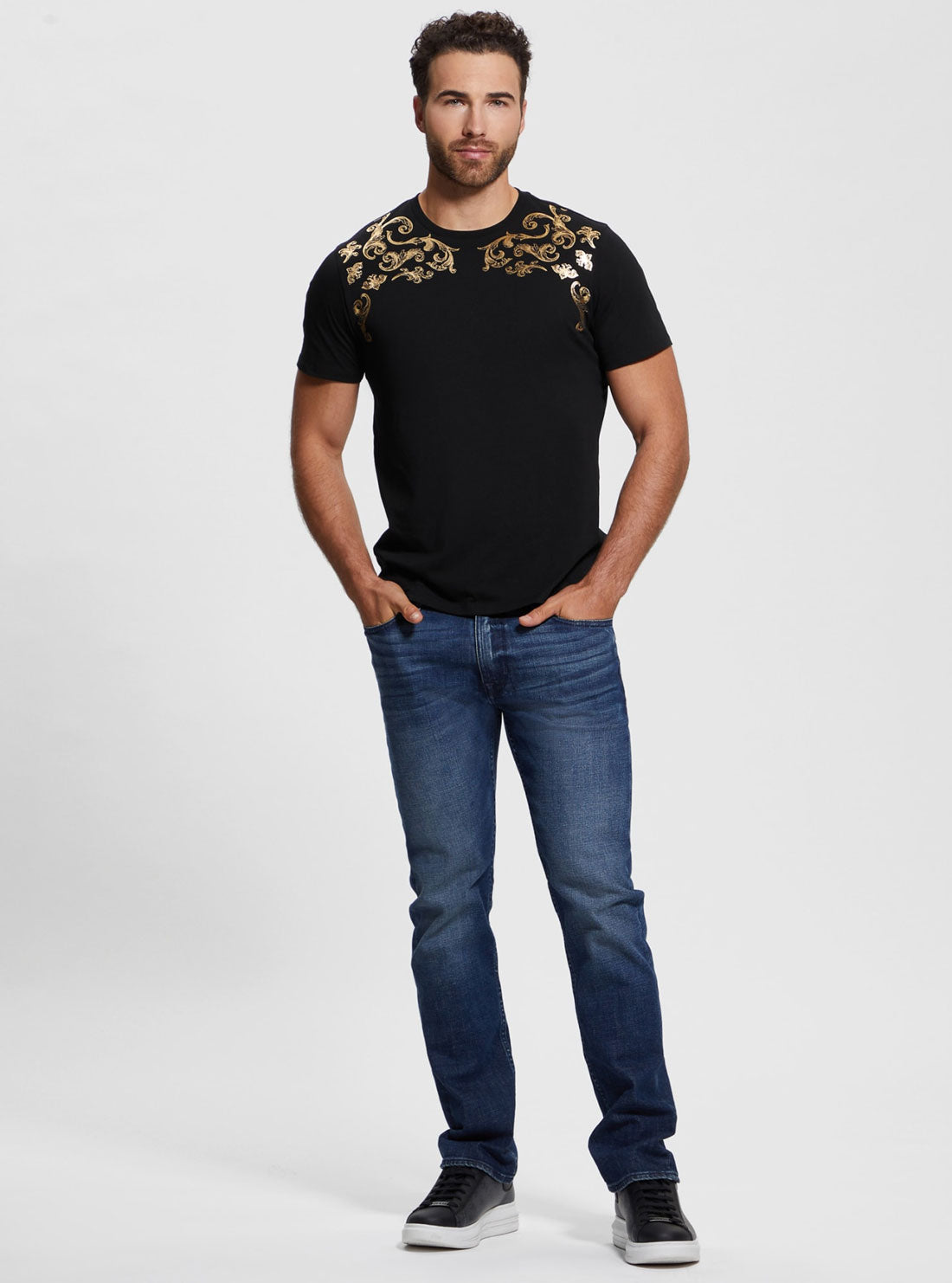 GUESS Black Gold Barque T-Shirt full view