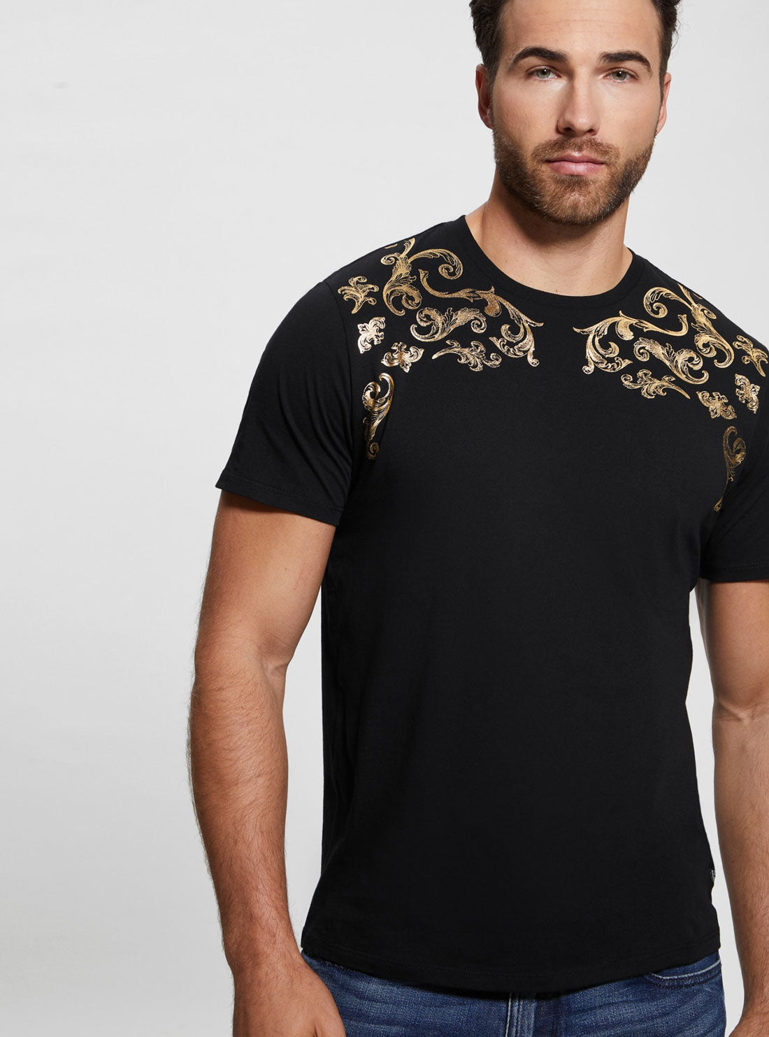GUESS Black Gold Barque T-Shirt detailv iew