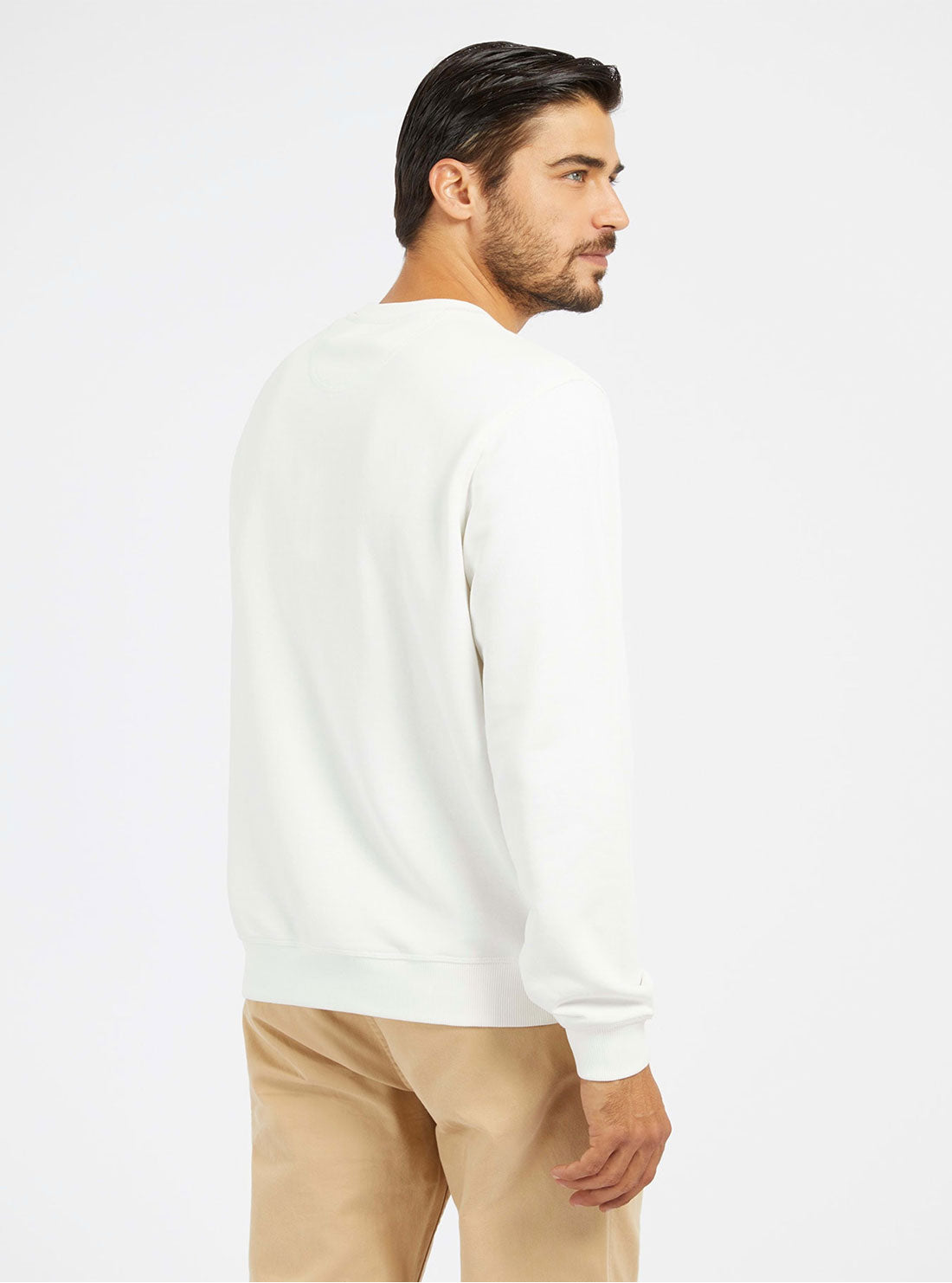 GUESS Eco White Beau Crew Neck Jumper back view