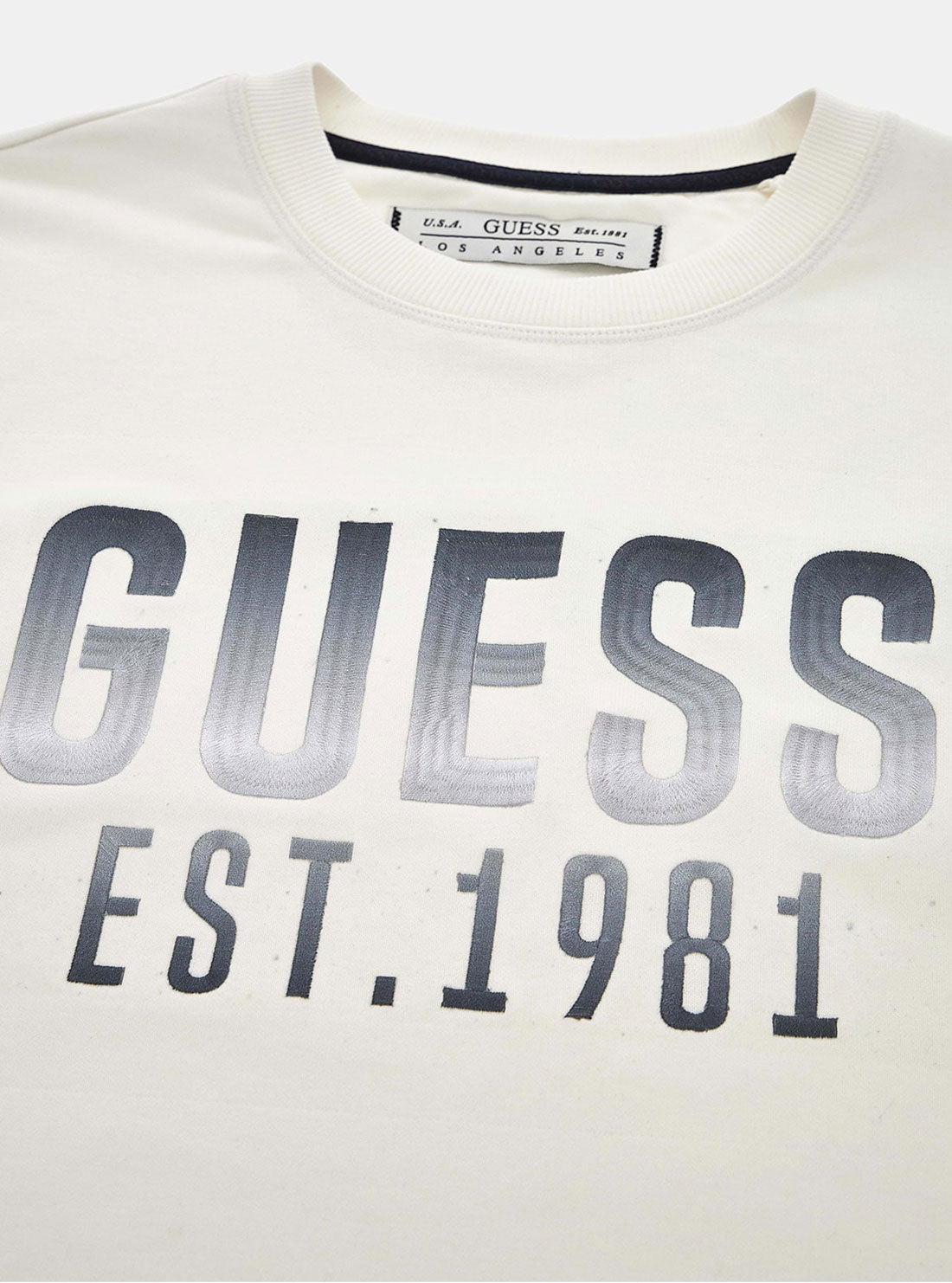 GUESS Eco White Beau Crew Neck Jumper detail view