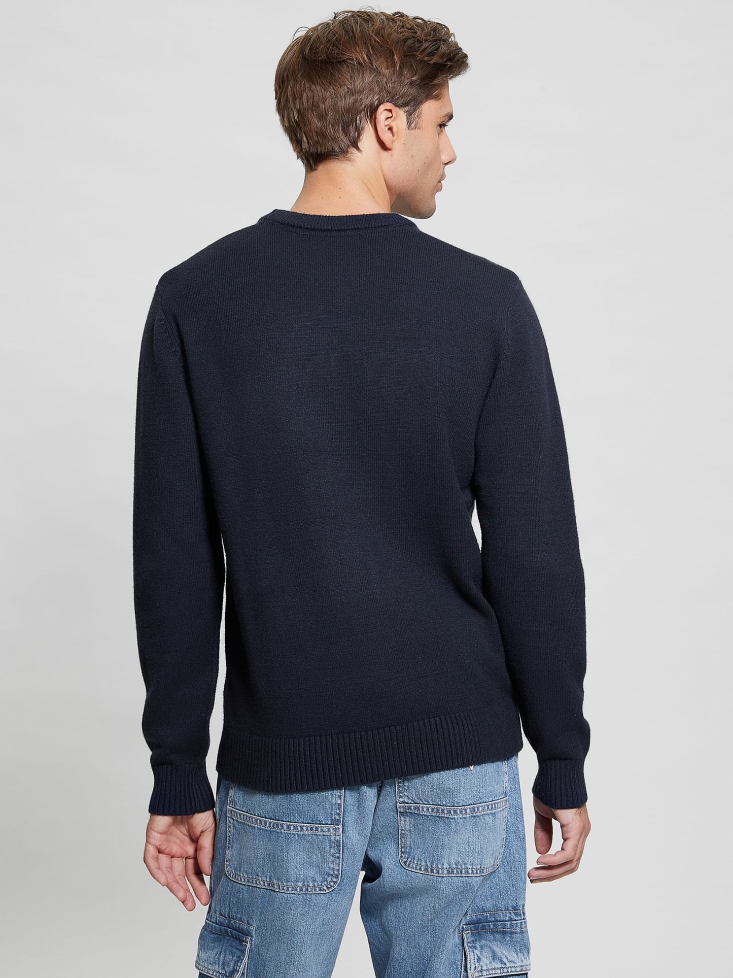 GUESS Navy Bear Long Sleeve Sweater back view