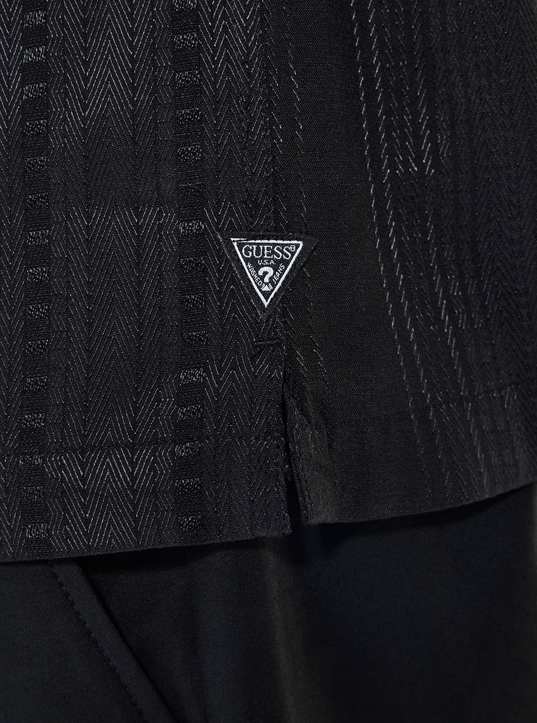 GUESS Mens Black Roma Stripe Shirt M4YH93WGT40 Detail View_2