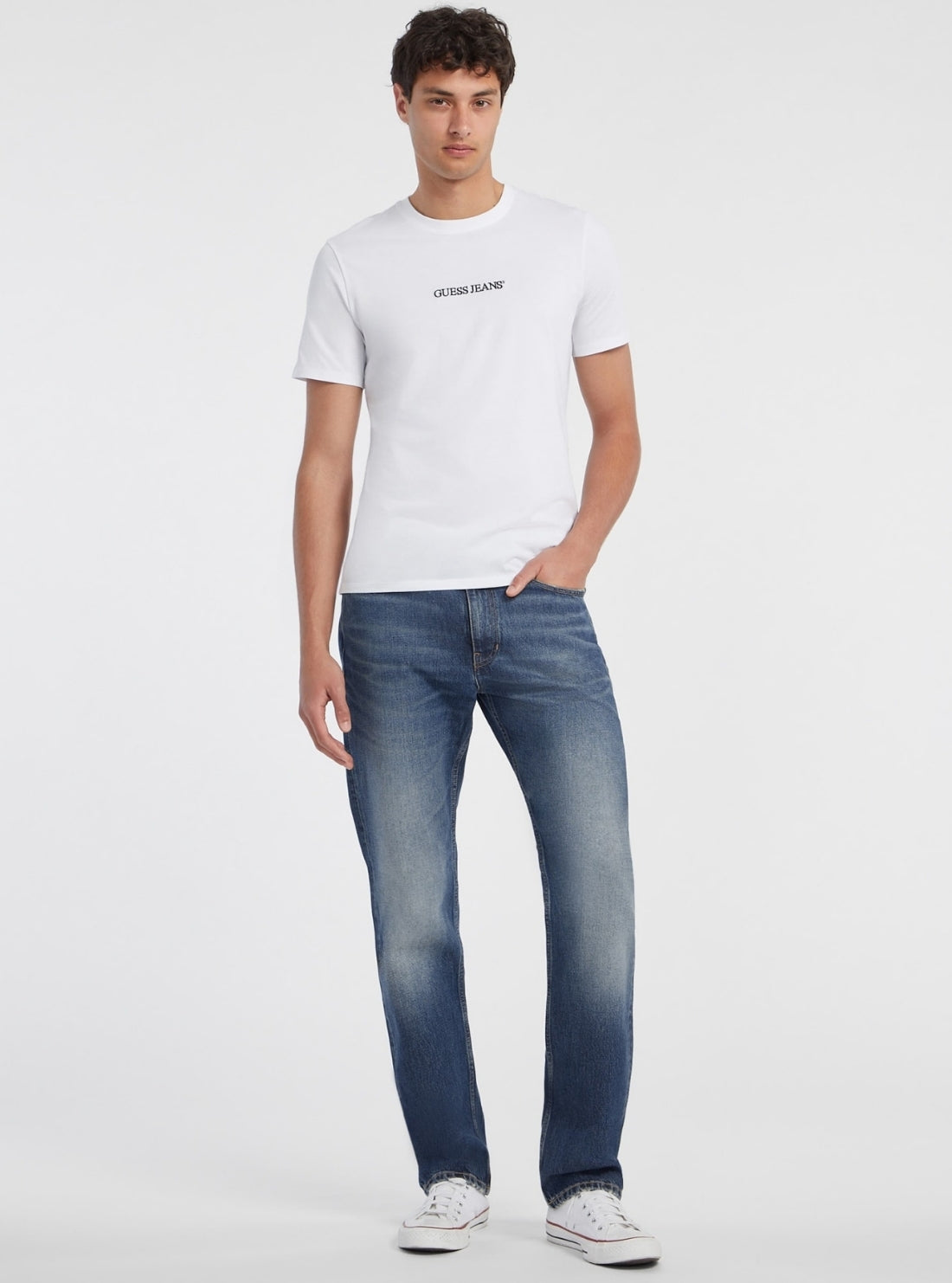 Guess Jeans White Slim Logo T-Shirt M4YI52K8HM0 Full View