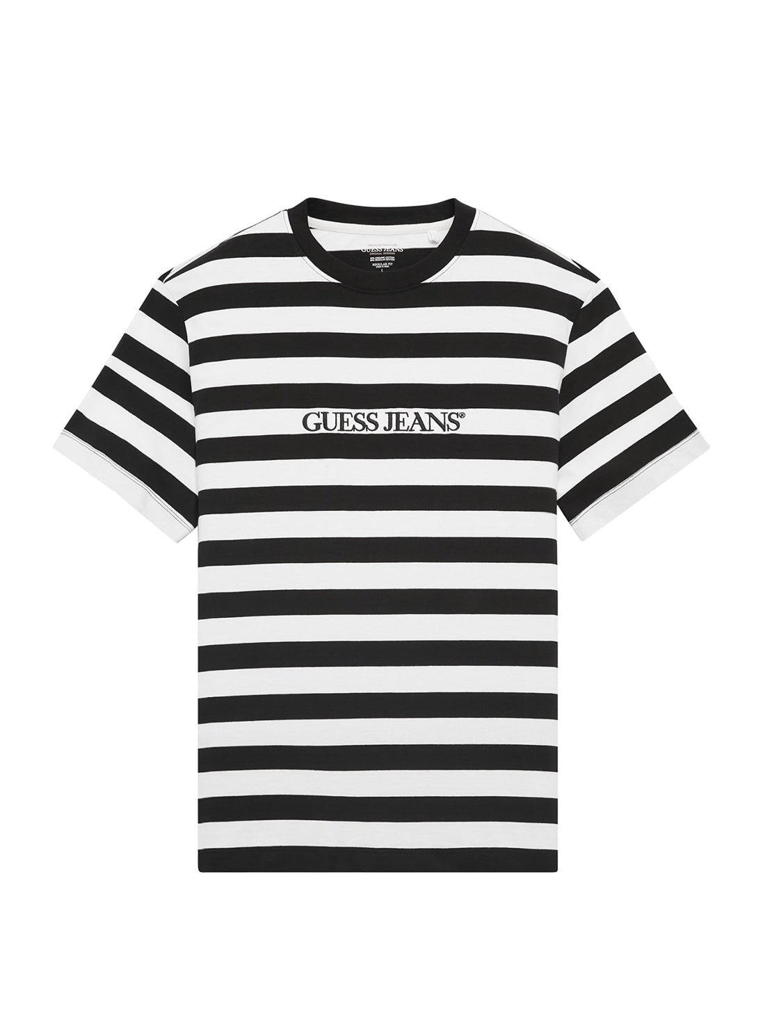Guess Jeans Black White Striped T-Shirt M4YI84K9XF1 Flatlay