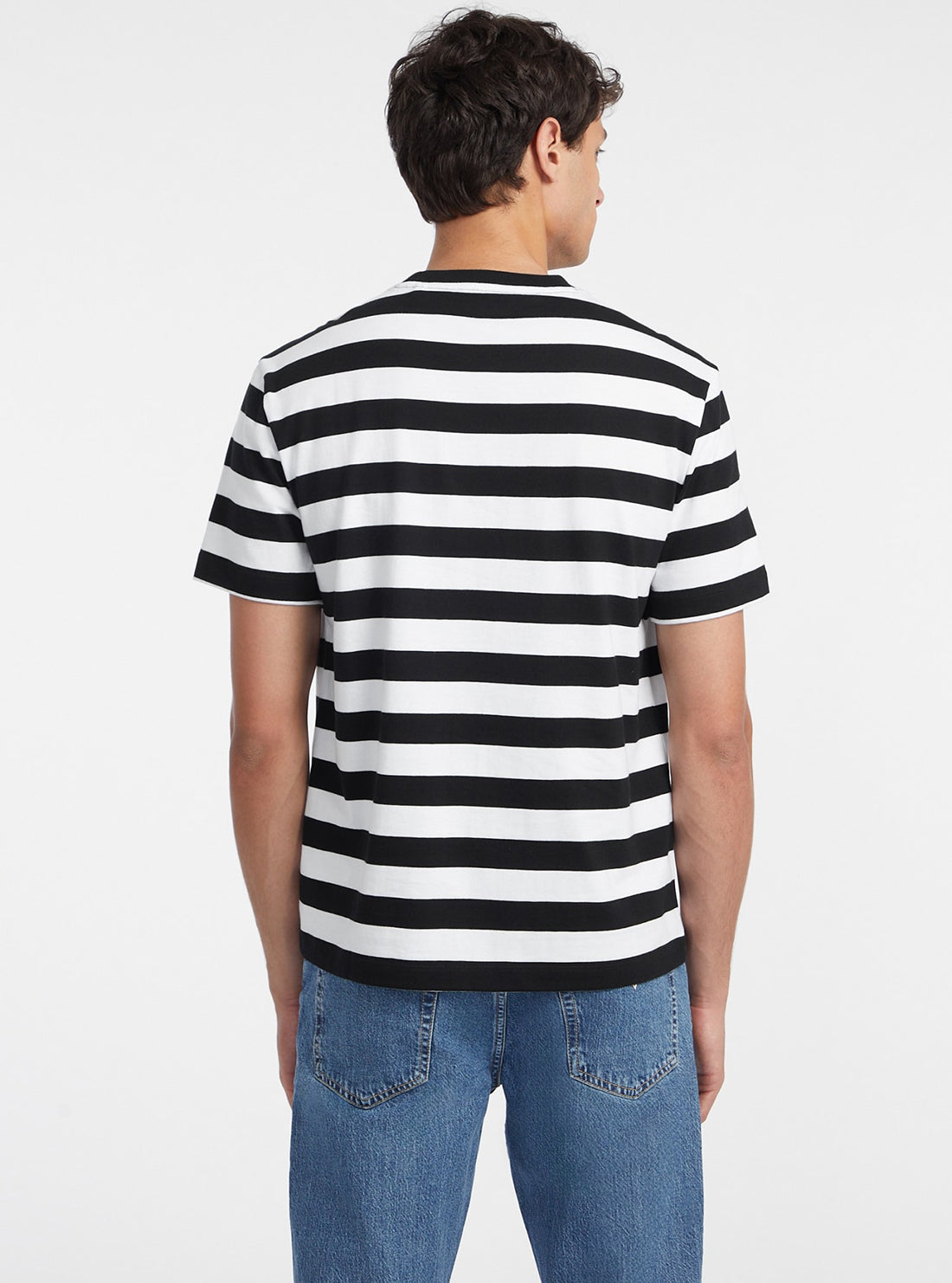 Guess Jeans Black White Striped T-Shirt M4YI84K9XF1 Back View