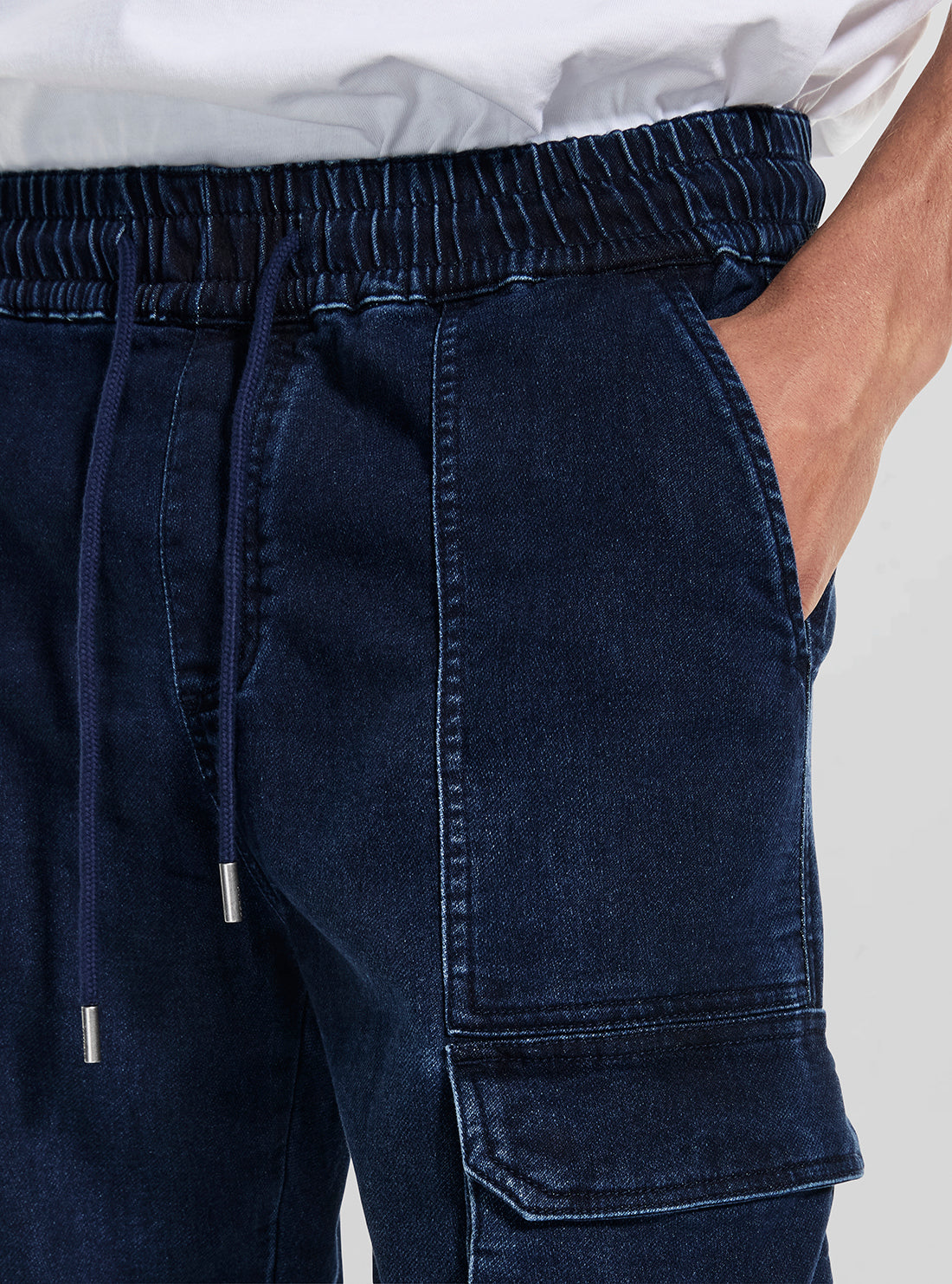 GUESS Mens Blue Cargo Joggers M5BA0UD1020 Detail View