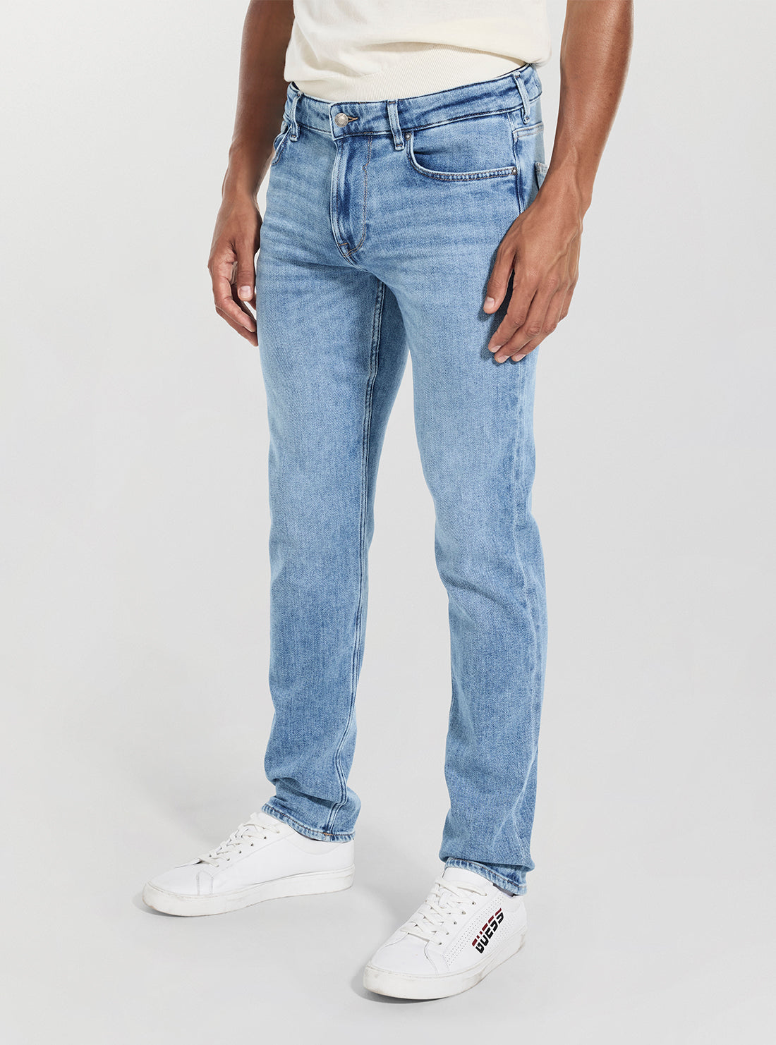 GUESS Mens Mid-Rise Finnley Slim Jeans in Light Wash M5BAS2D0612 Side View