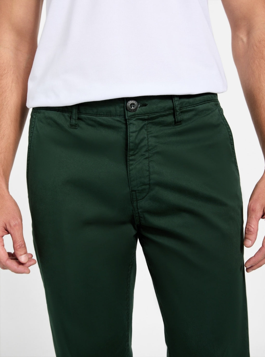 GUESS Mens Green Mid Rise Angels Chino Pants M5BB16WGXX2 Detail View