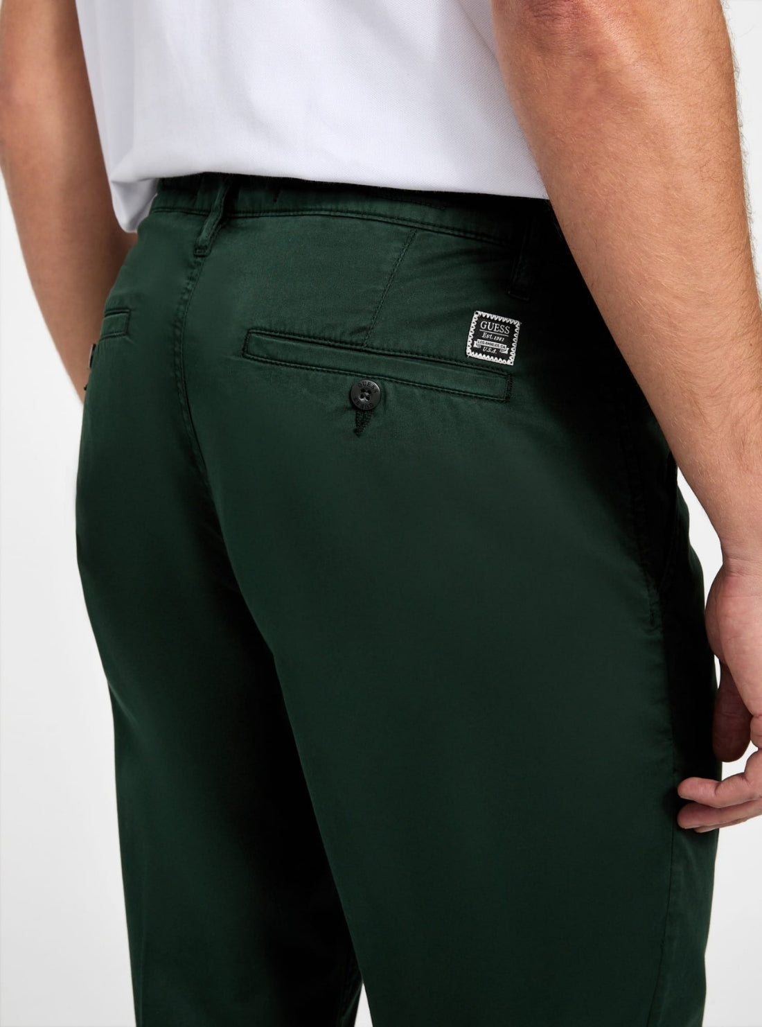 GUESS Mens Green Mid Rise Angels Chino Pants M5BB16WGXX2 Back Detail View