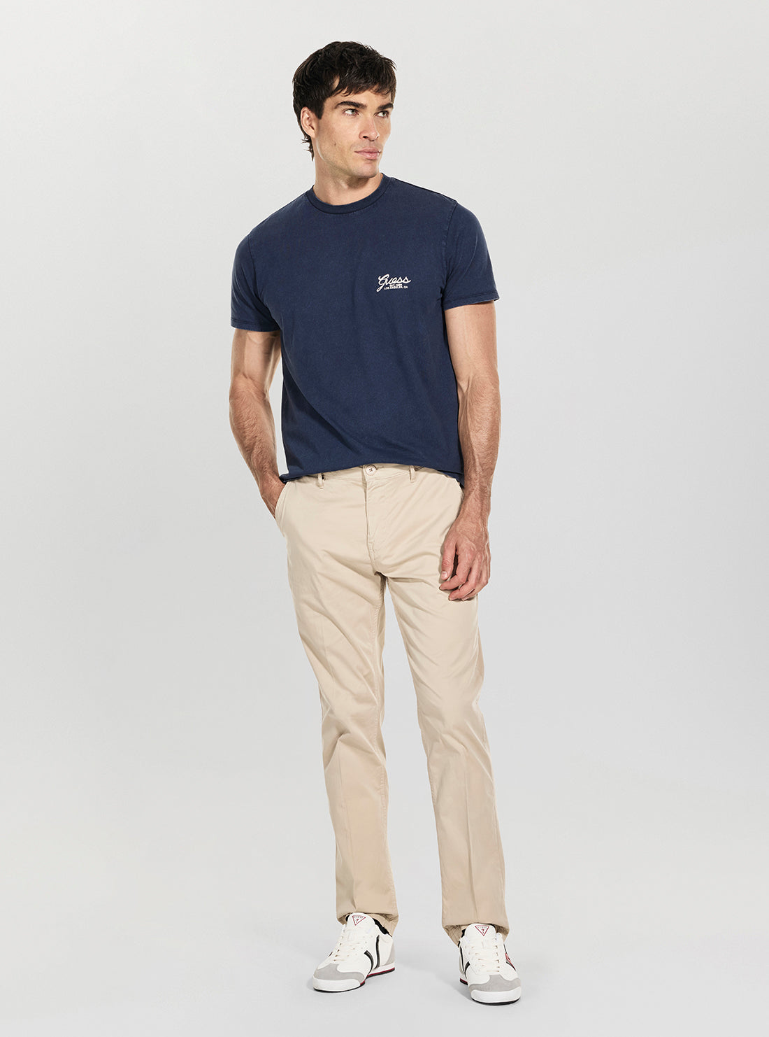 GUESS Mens Beige Mid Rise Angels Chino Pants M5BB16WGXX2 Full View