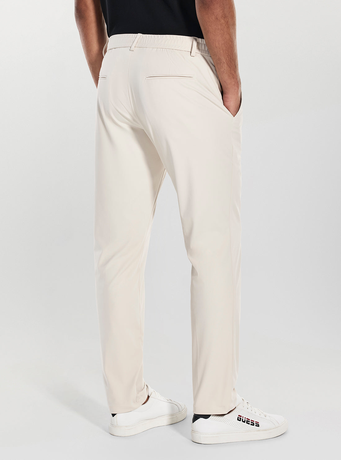 GUESS Mens Beige Coulisse Slim-Fit Pants M5BB75WHHO2 Back View