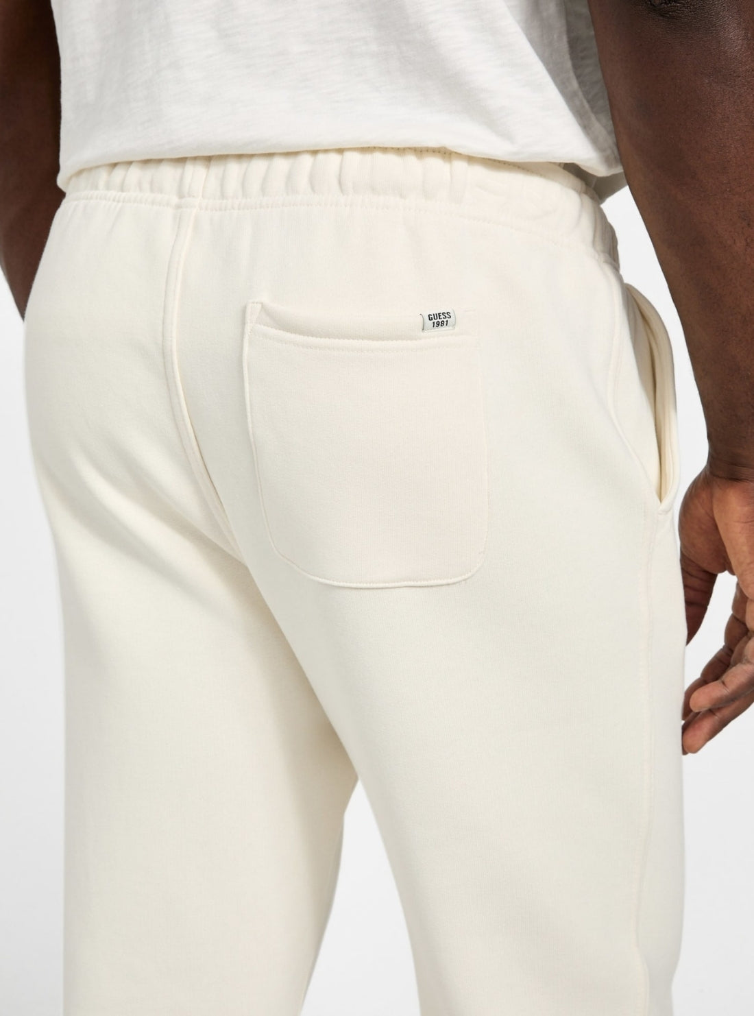 GUESS Mens Eco White 1981 Label Jogger Sweatpants M5BB97K9V31 Back Detail View