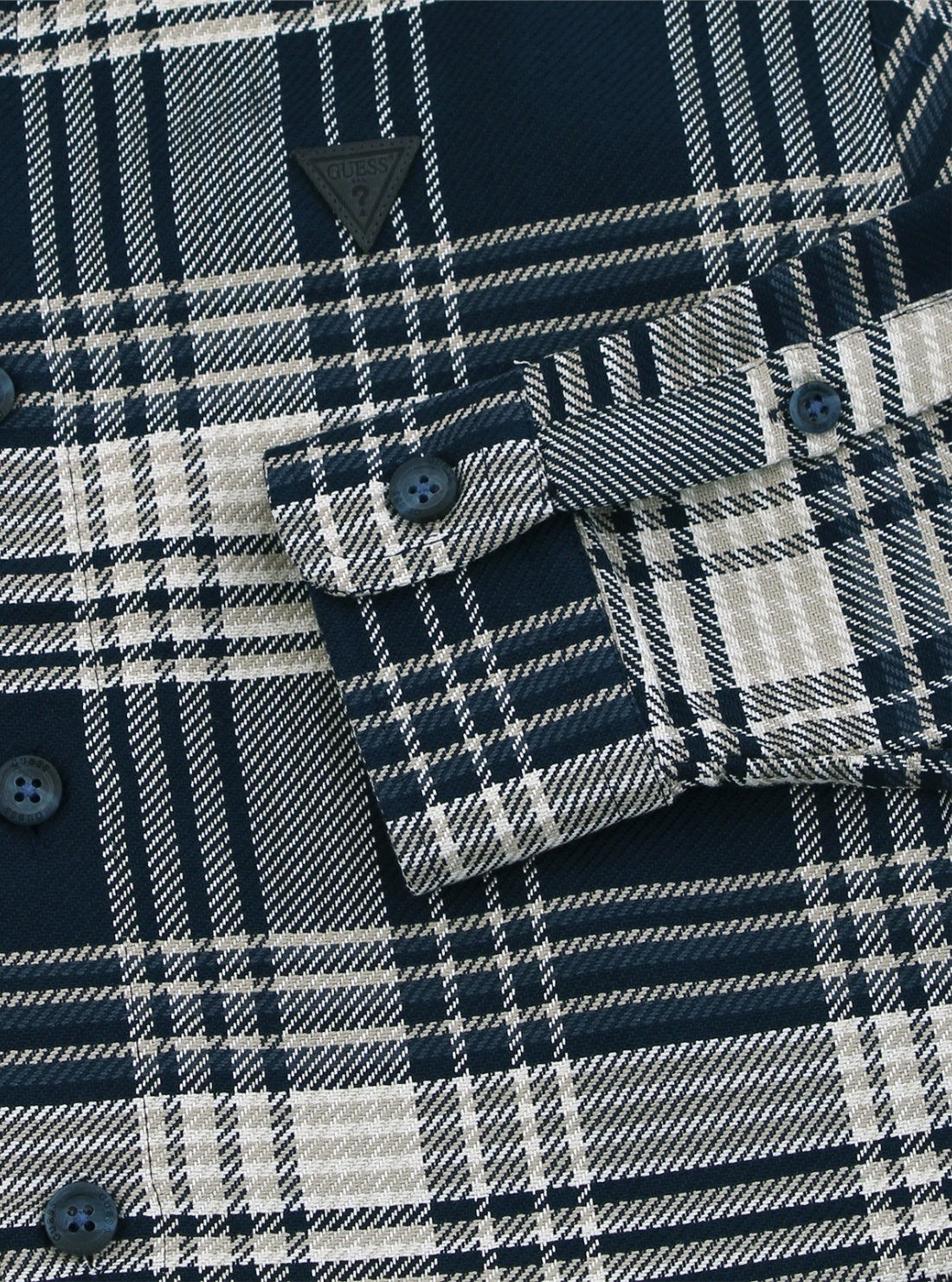 GUES Mens Eco Blue Flannel Check Shirt M5BH24W1951 Detail View