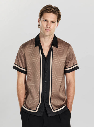 GUESS Mens Eco Multi Geo Border Charm Shirt M5BH47WF1T2 Front View