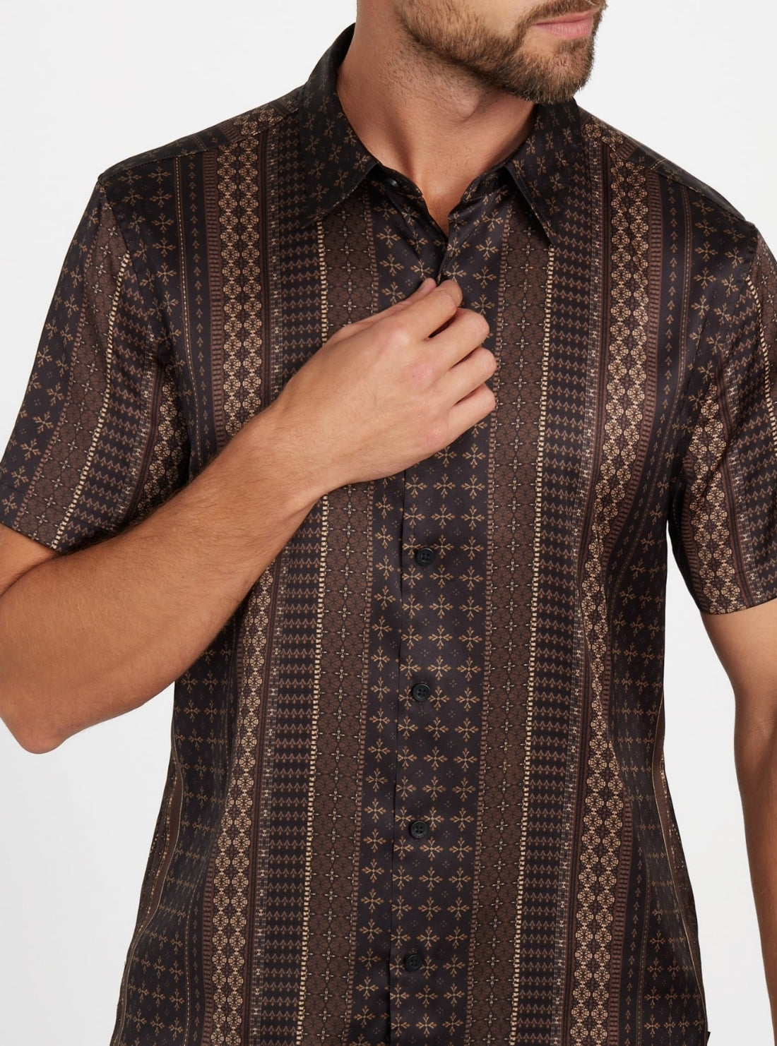 GUESS Mens Eco Multi Charm Rio Medallion Shirt M5BH98WF1T2 Detail View