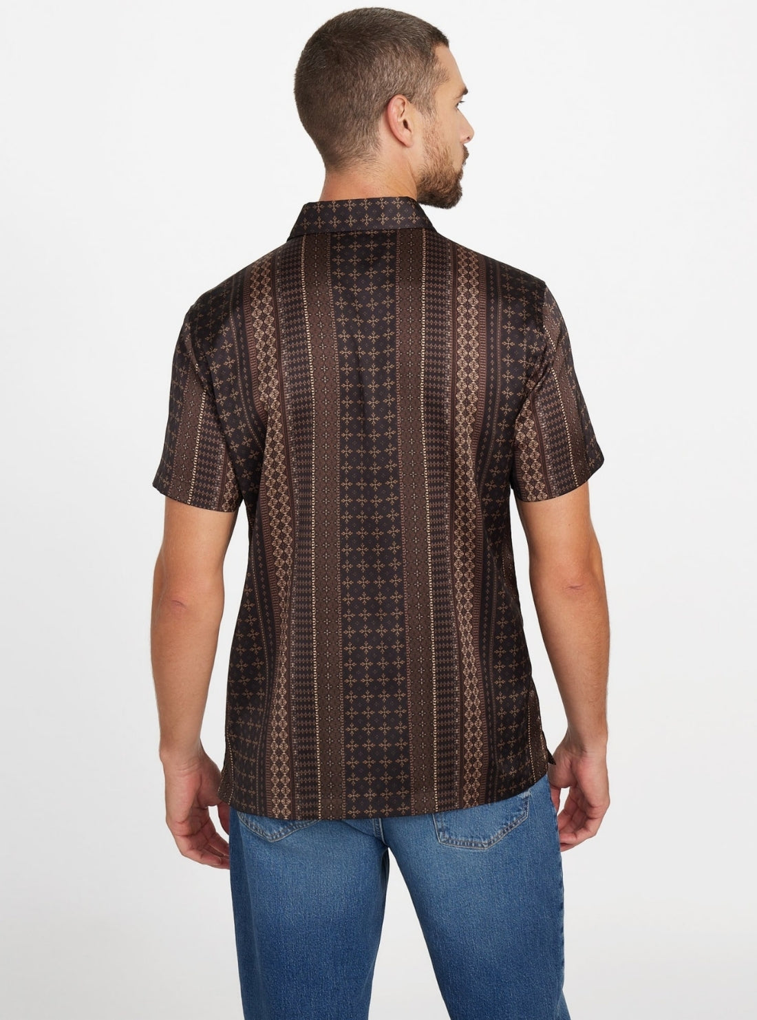 GUESS Mens Eco Multi Charm Rio Medallion Shirt M5BH98WF1T2 Back View