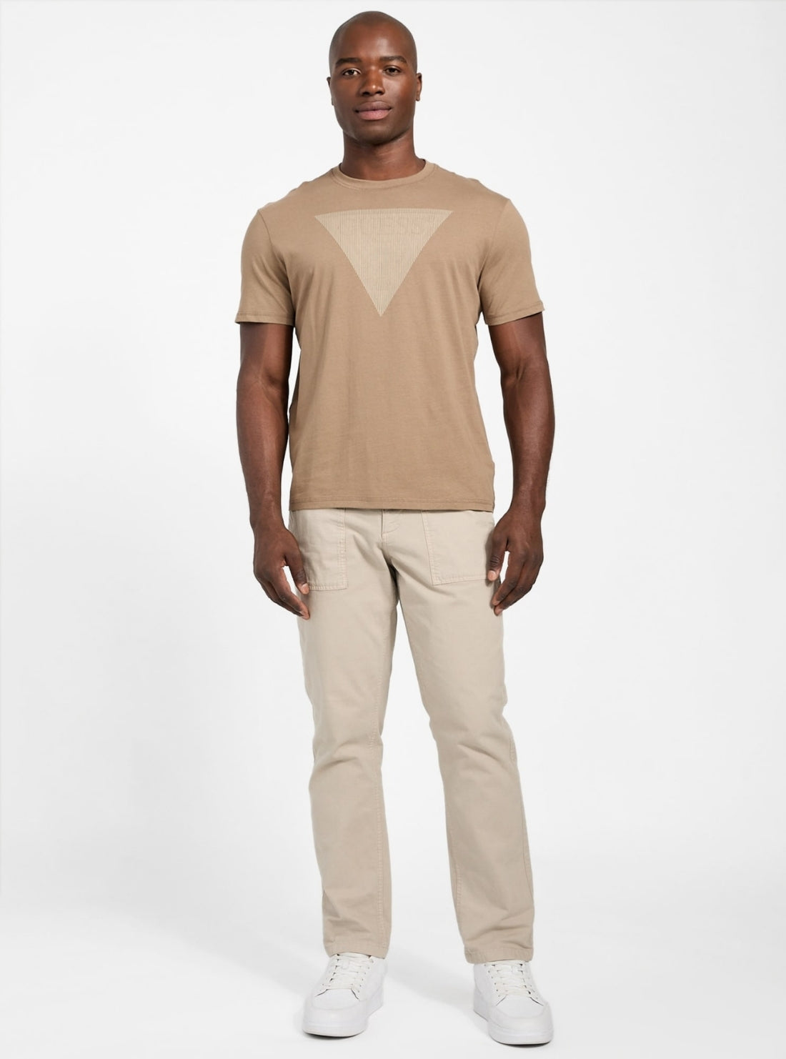 GUESS Mens Brown Triangle Logo T-Shirt M5BI04I3Z14 Full View