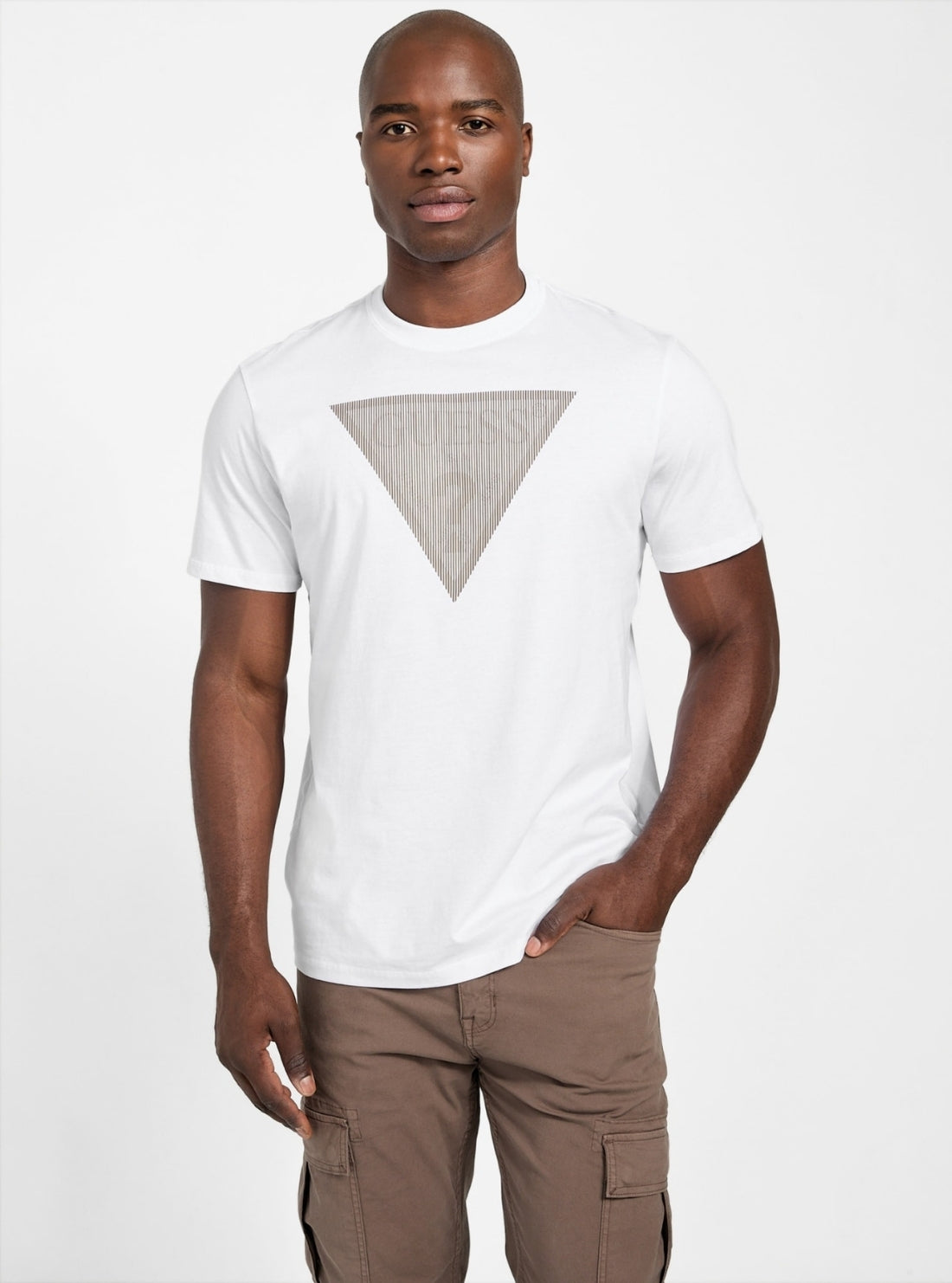 GUESS Mens White Triangle Logo T-Shirt M5BI04I3Z14 Back View