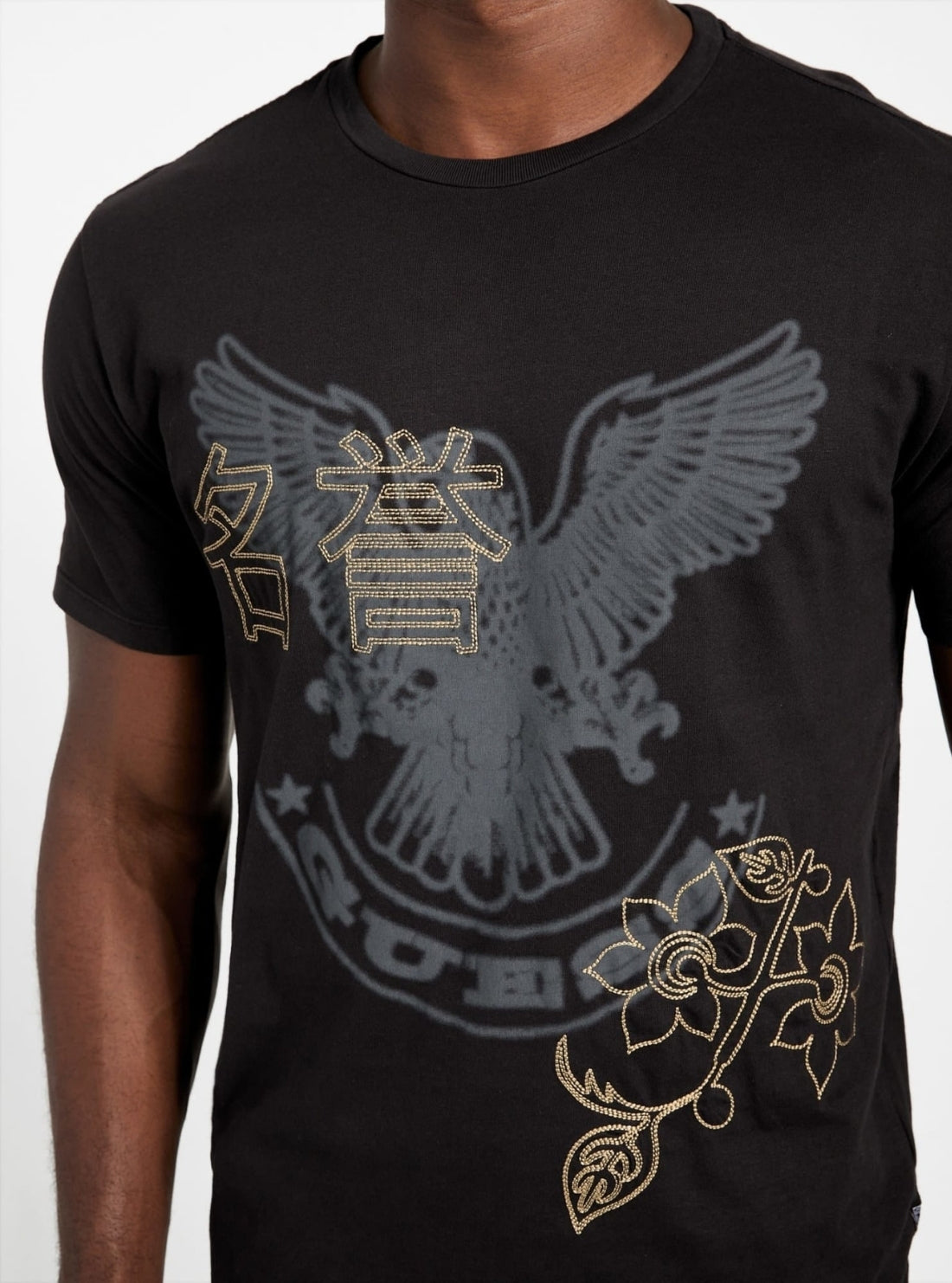 GUESS Mens Black Multi Heritage T-Shirt M5BI58KBW41 Detail View