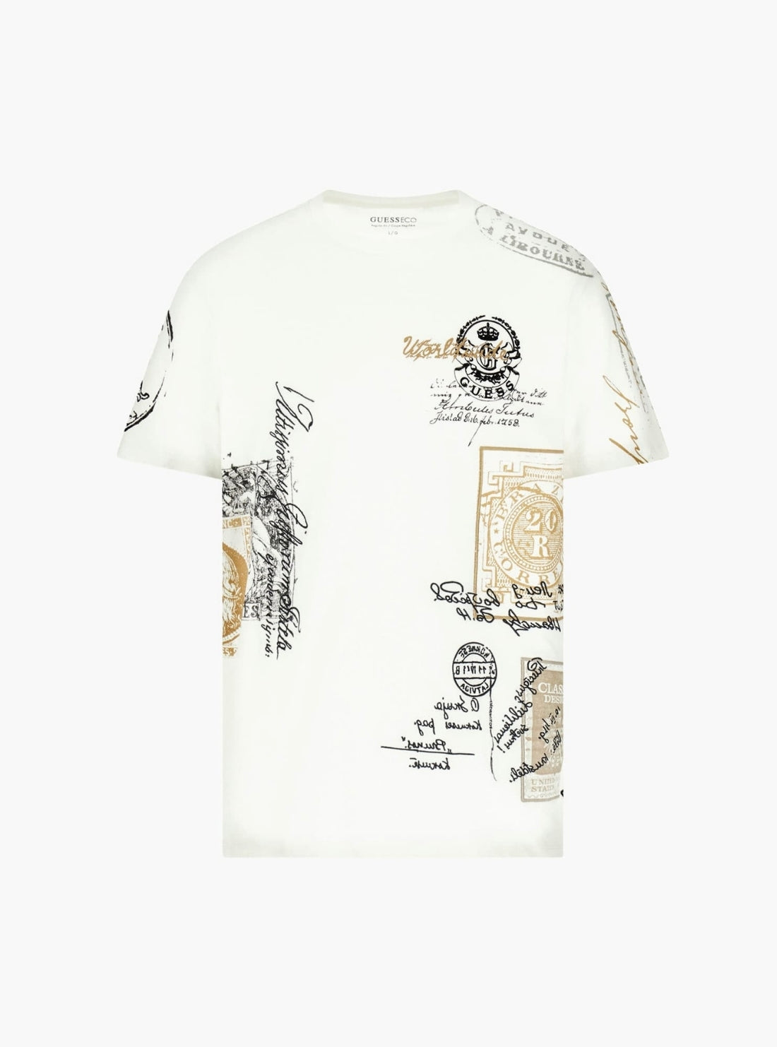 GUESS Mens White 1981 Postage Graphic T-Shirt M5BI64KBW41 Flatlay