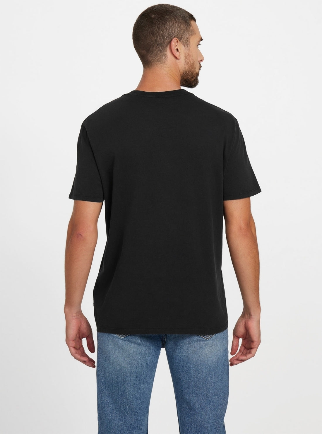 GUESS Mens Eco Black Live Well Graphic T-Shirt M5BI65KBW41 Back View