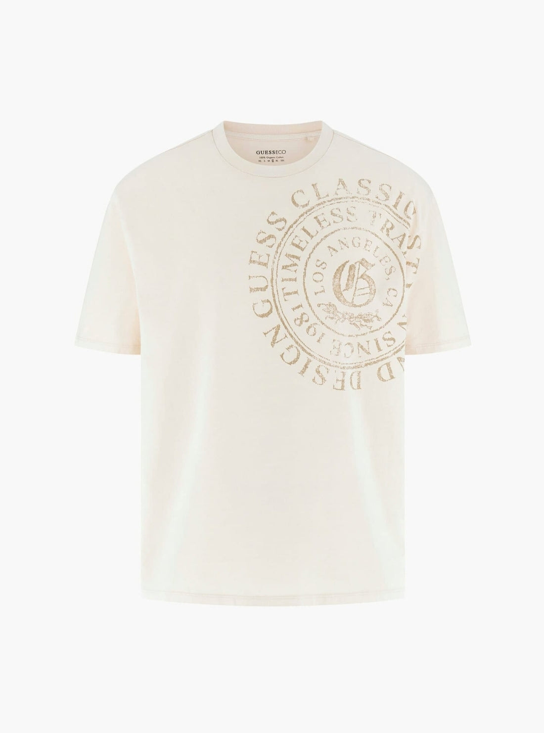 GUESS Mens Beige Basic Letter Pressed T-Shirt M5BI69I3Z14 Flatlay
