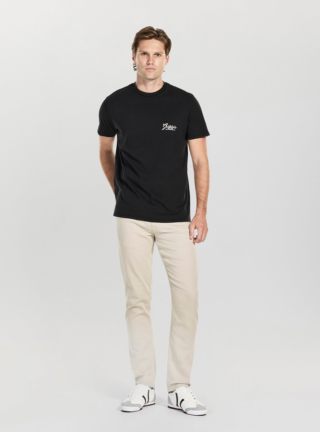 GUESS Mens Black Basic Script Logo T-Shirt M5BI70I3Z14 Full View
