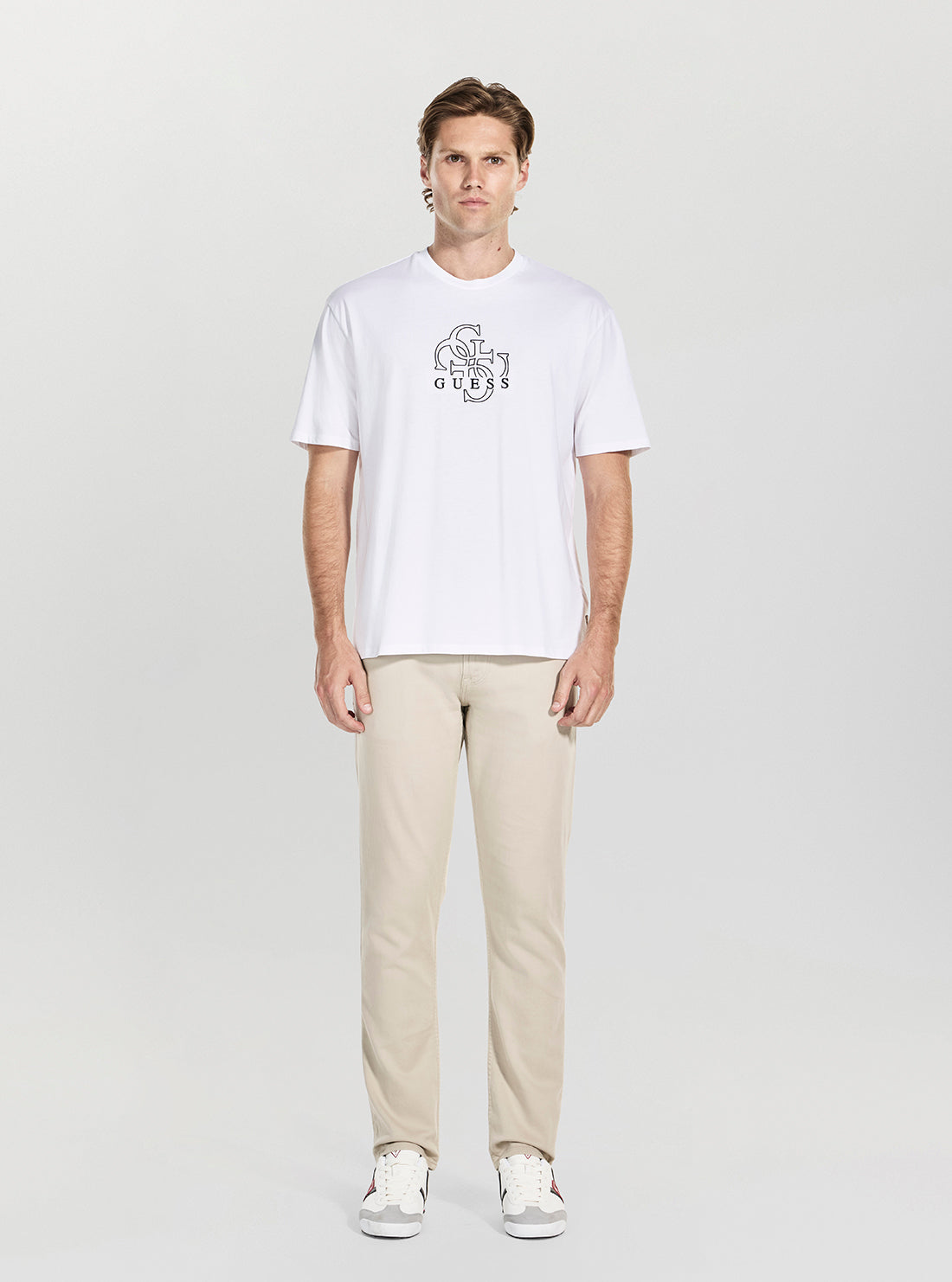 GUESS Mens White Basic Quattro G T-Shirt M5BI76I3Z14 Full View