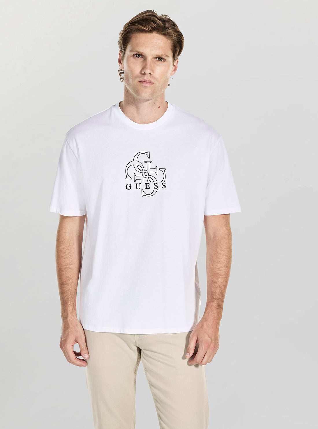 GUESS Mens White Basic Quattro G T-Shirt M5BI76I3Z14 Front View_2