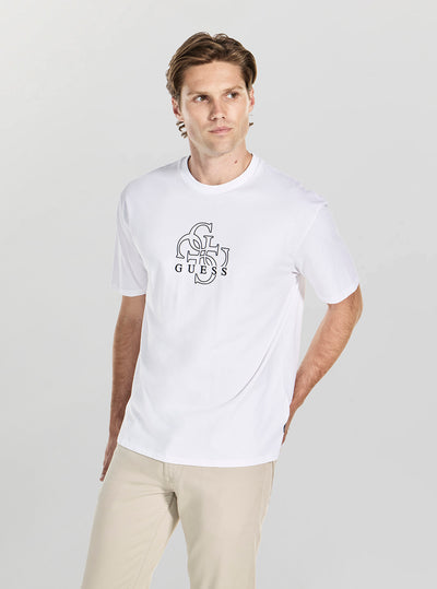GUESS Mens White Basic Quattro G T-Shirt M5BI76I3Z14 Front View