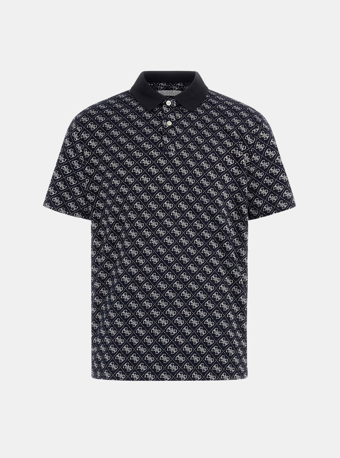 GUESS Mens Eco Blue Logo Jacquard Polo Shirt M5BP09K0911 Flatlay