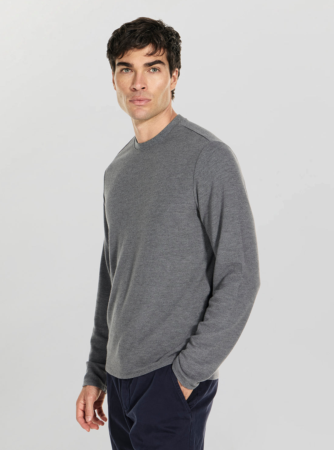 GUESS Mens Grey Saul Textured Knit Jumper M5BP51K0860 Side View