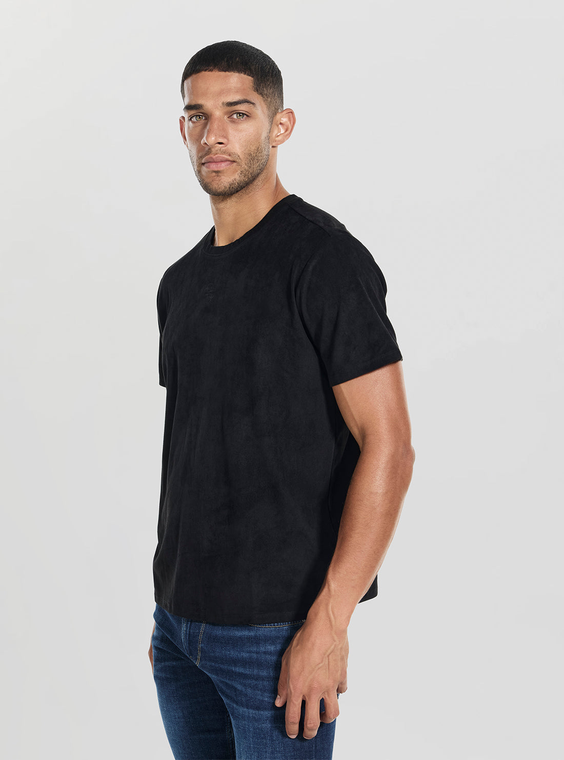 GUESS Mens Black Garrett Quattro T-Shirt M5BP56KCFA0 Side VIew
