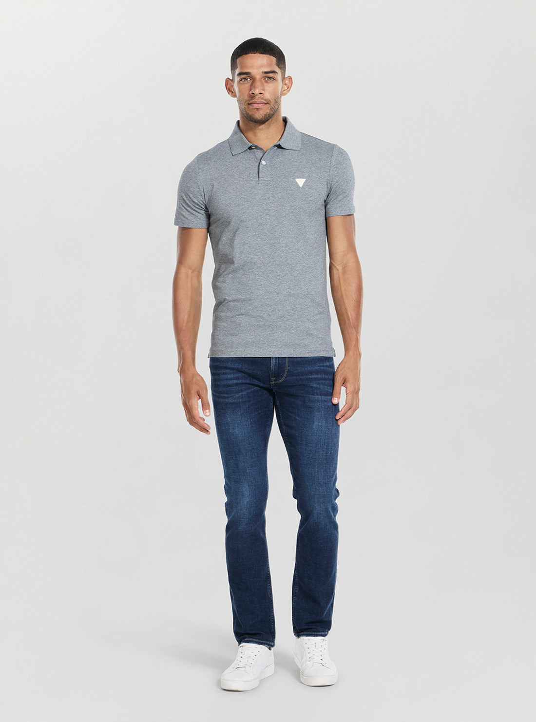 GUESS Mens Grey Nolan Polo Shirt M5BP66J1314 Full View