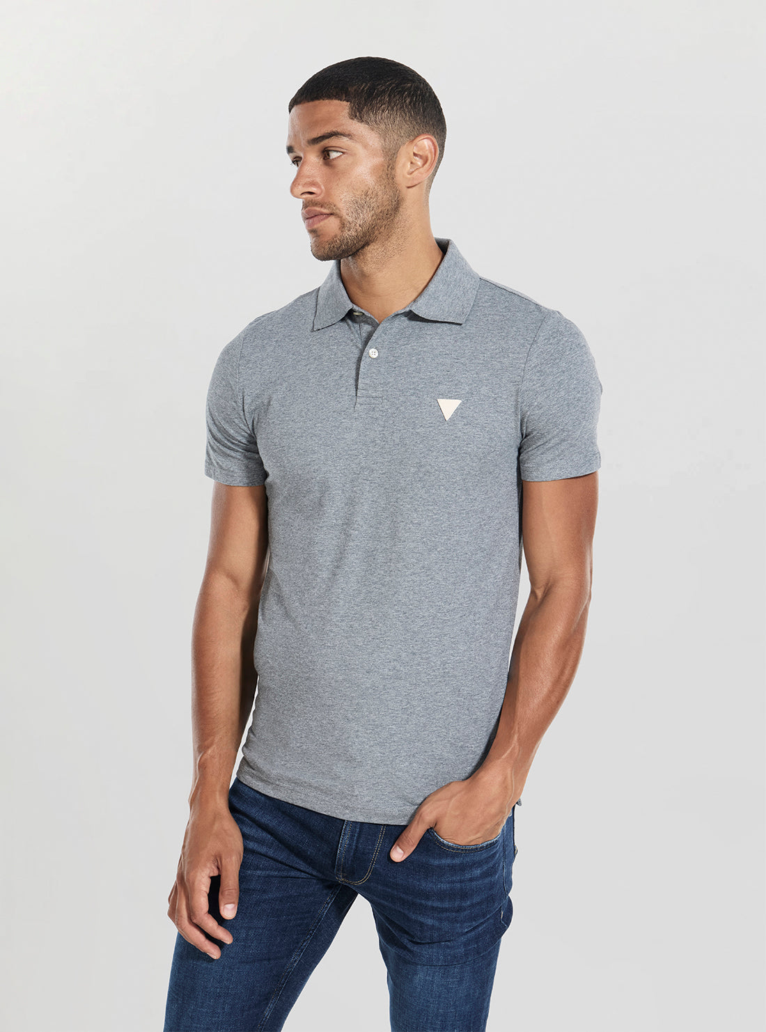 GUESS Mens Grey Nolan Polo Shirt M5BP66J1314 Side View