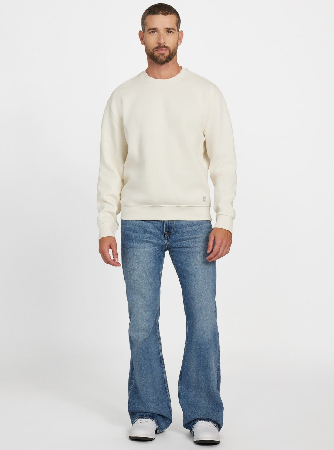 GUESS Mens Eco White 1981 Label Sweatshirt M5BQ71K9V31 Full View
