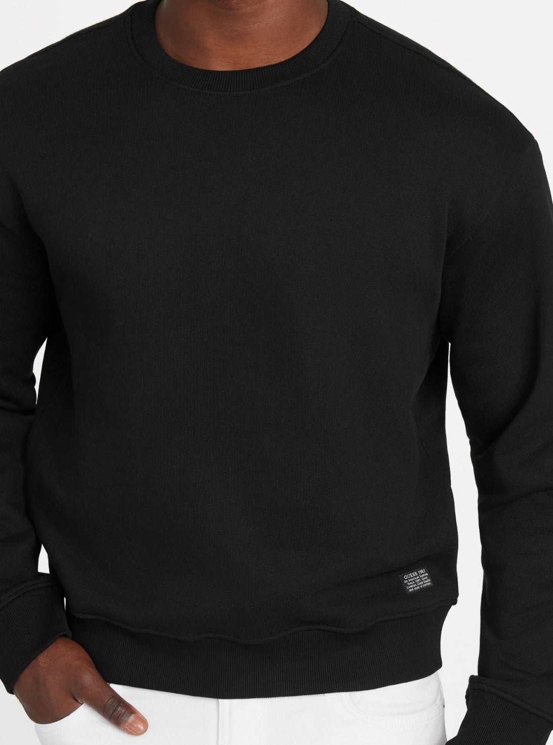 GUESS Mens Eco Black 1981 Label Sweatshirt M5BQ71K9V31 Detail View