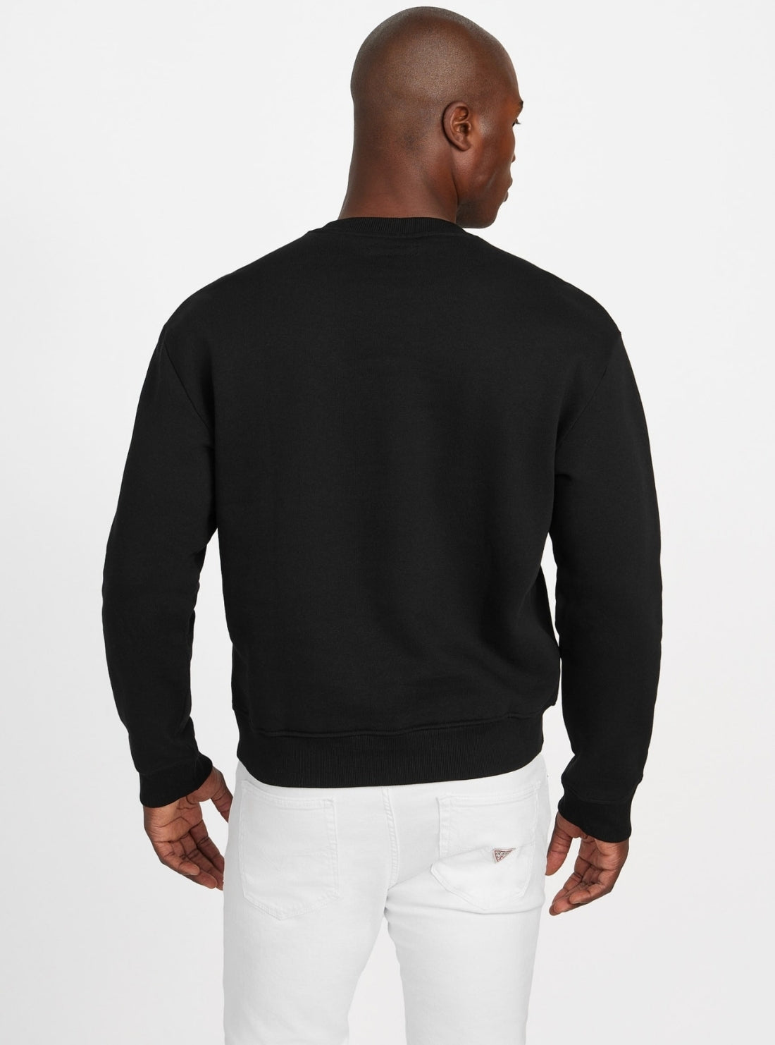 GUESS Mens Eco Black 1981 Label Sweatshirt M5BQ71K9V31 Back View