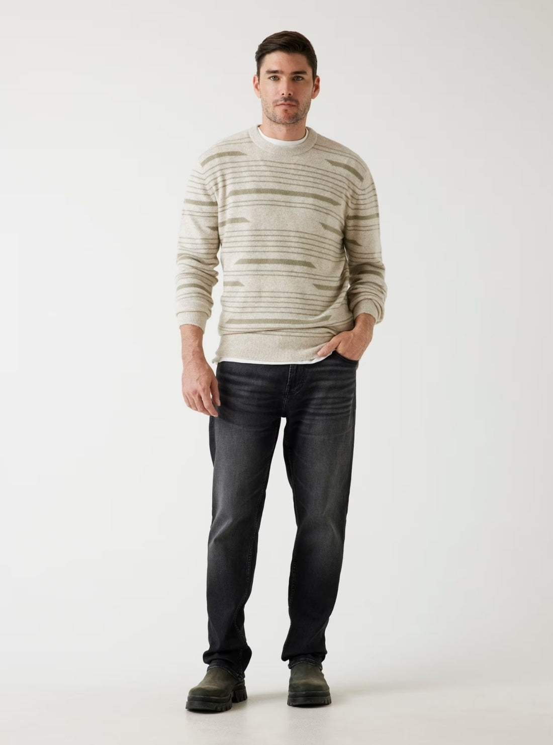 Off-White Stripes Jordan Wool-Blend Sweater M5BR26Z0522 Full View
