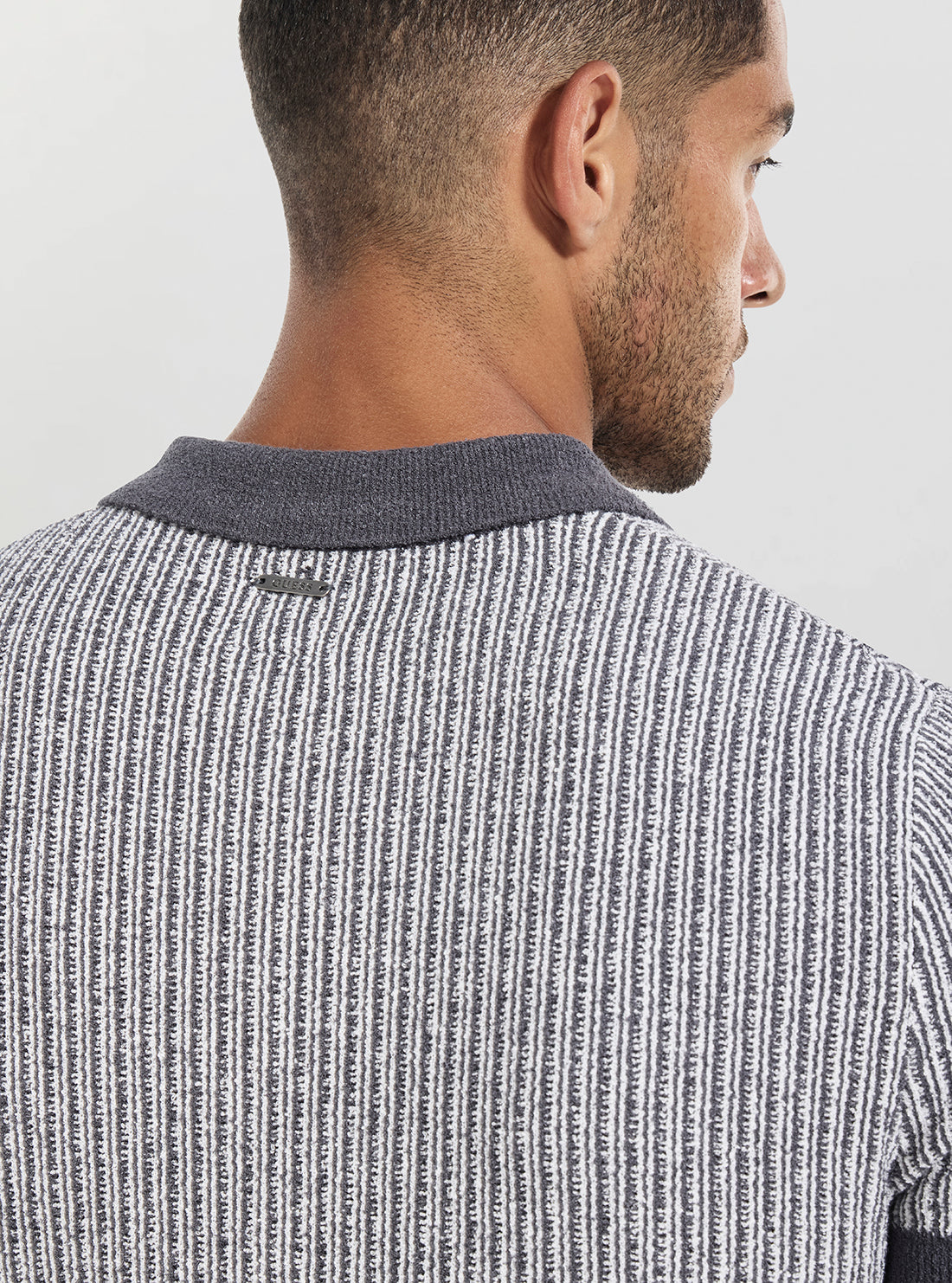 GUESS Mens Grey Isaac Textured Polo Shirt M5BR36Z3860 Back View
