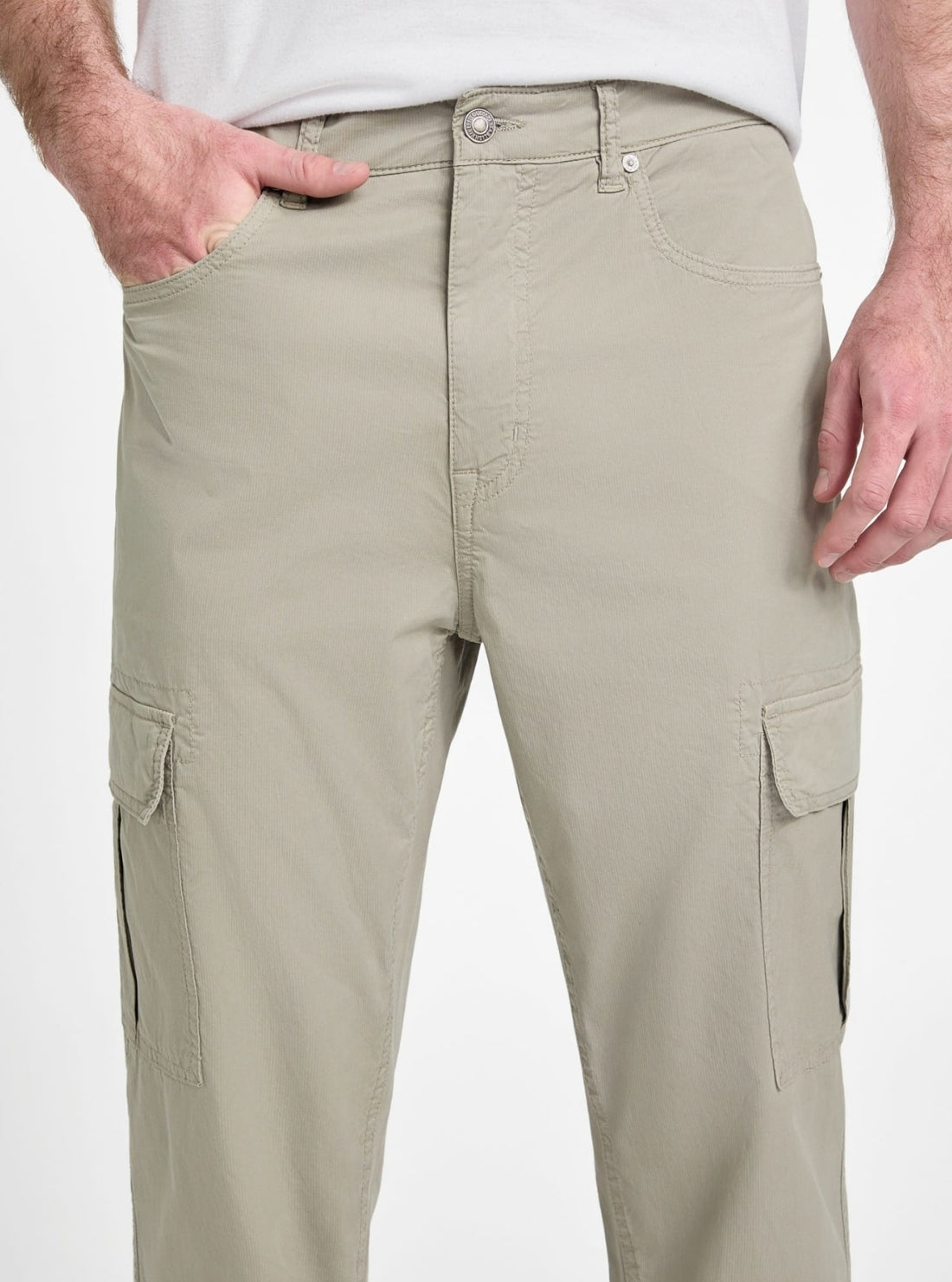 GUESS Mens Green Julianne Cargo Pants M5GA68WH4GA Front Detail View