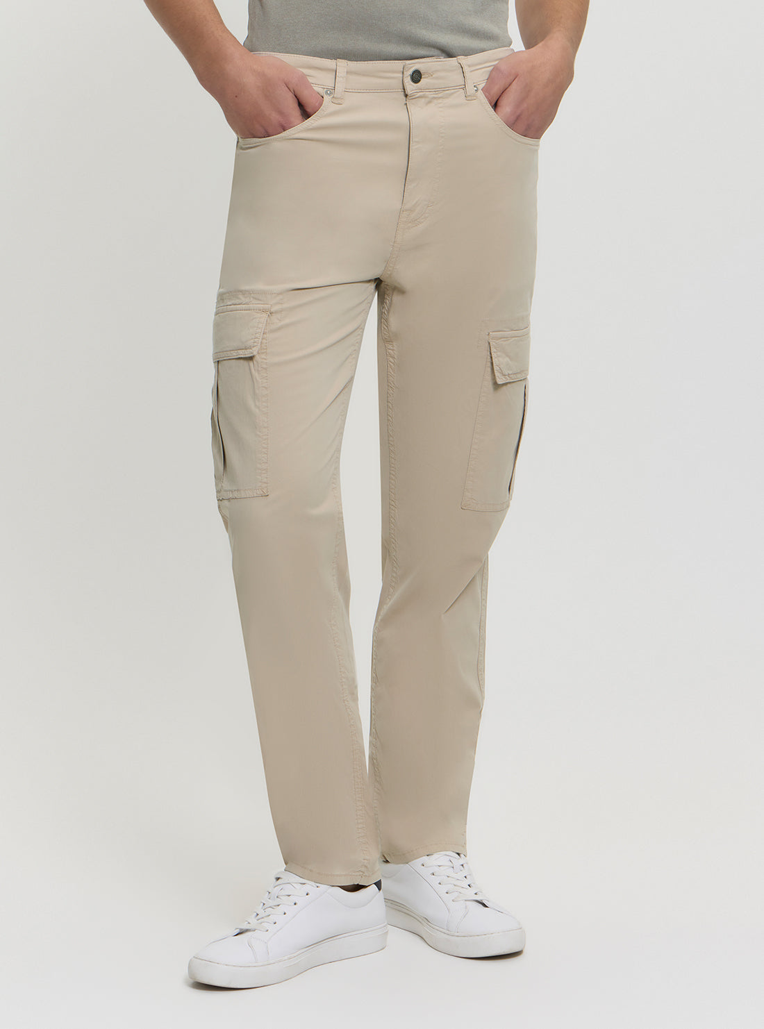 GUESS Mens Beige Julianne Cargo Pants M5GA68WH4GA Front View