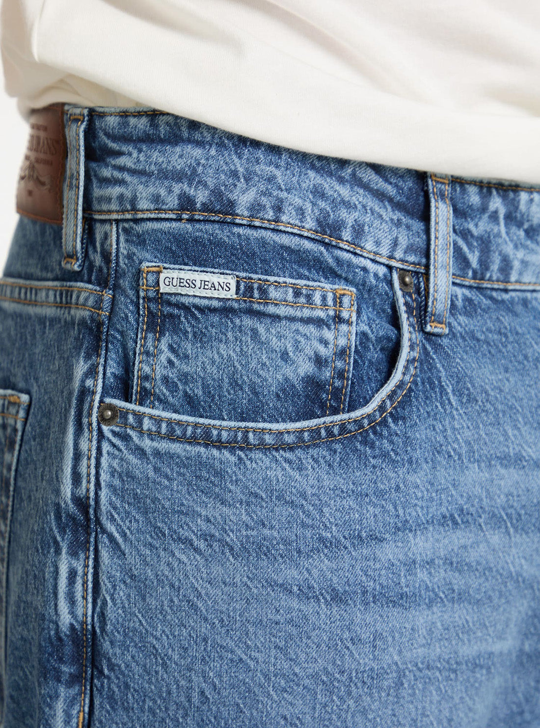 Guess Jeans G15 Relaxed Taper Jeans in Medium Wash M5GA90D5M53 Detail View